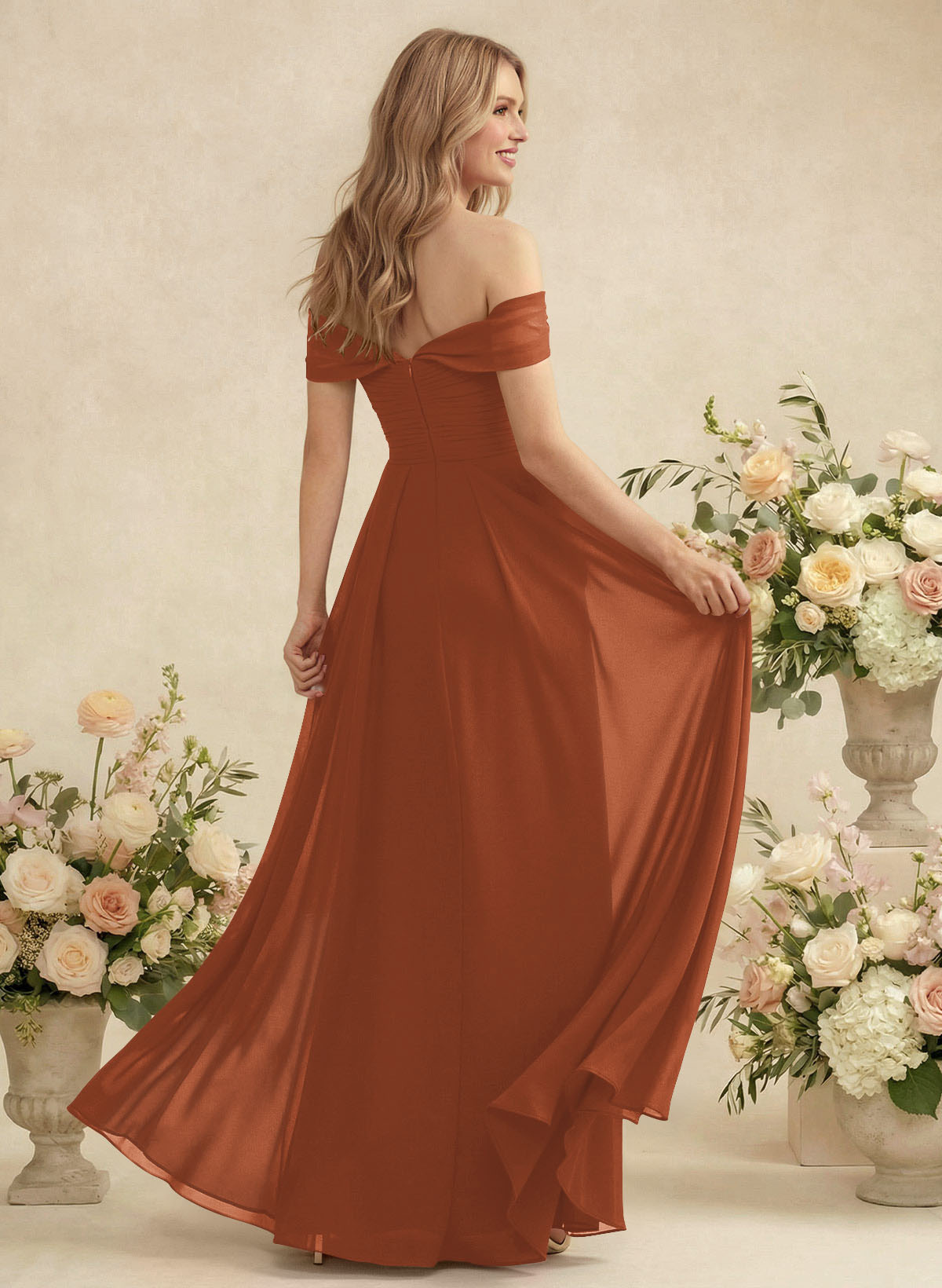 Off-The-Shoulder A-Line Chiffon Bridesmaid Dresses, product image 200