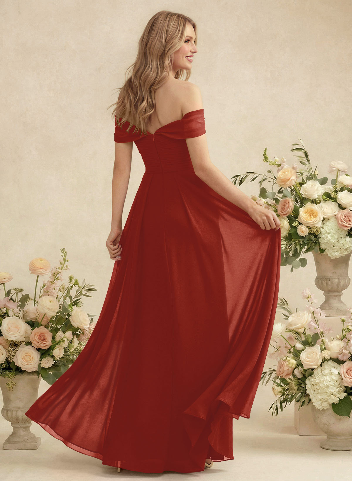 Off-The-Shoulder A-Line Chiffon Bridesmaid Dresses, product image 53