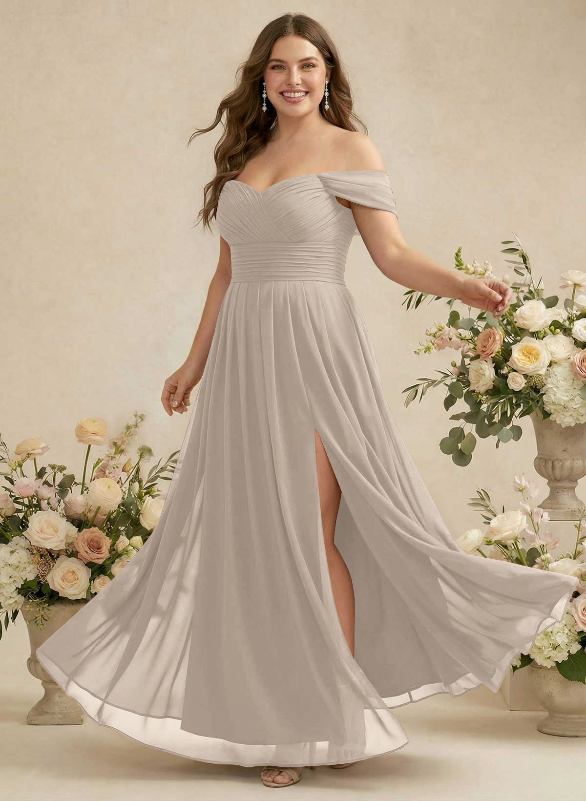 Off-The-Shoulder A-Line Chiffon Bridesmaid Dresses, product image 325