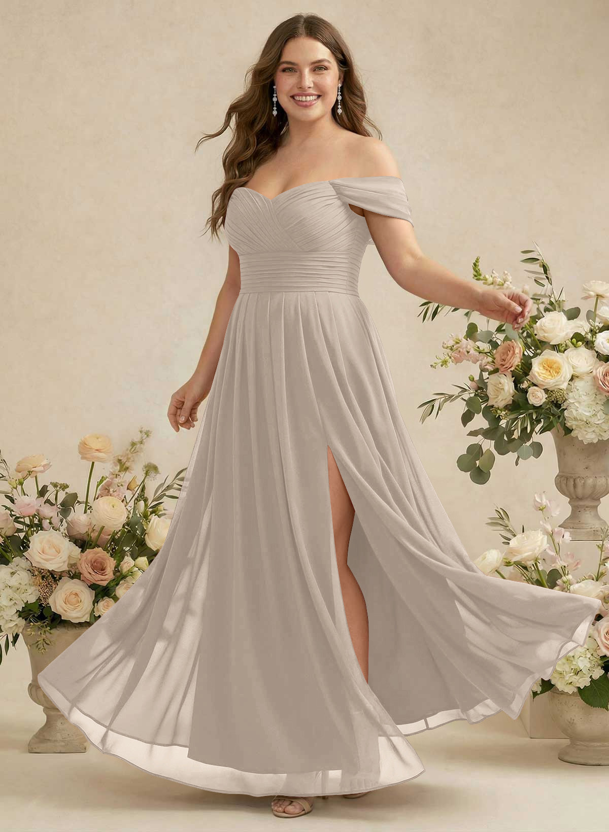Off-The-Shoulder A-Line Chiffon Bridesmaid Dresses, product image 325