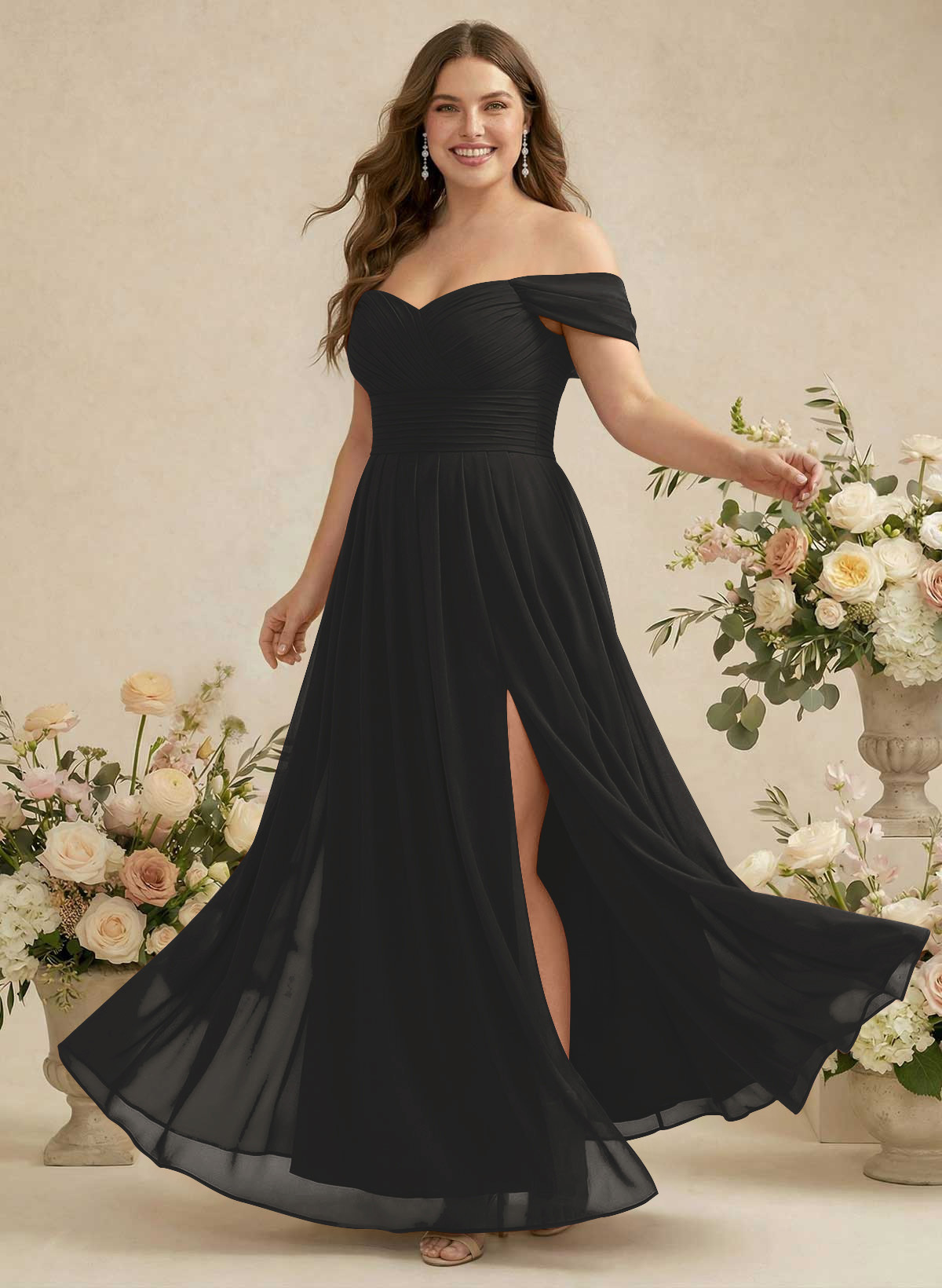 Off-The-Shoulder A-Line Chiffon Bridesmaid Dresses, product image 321