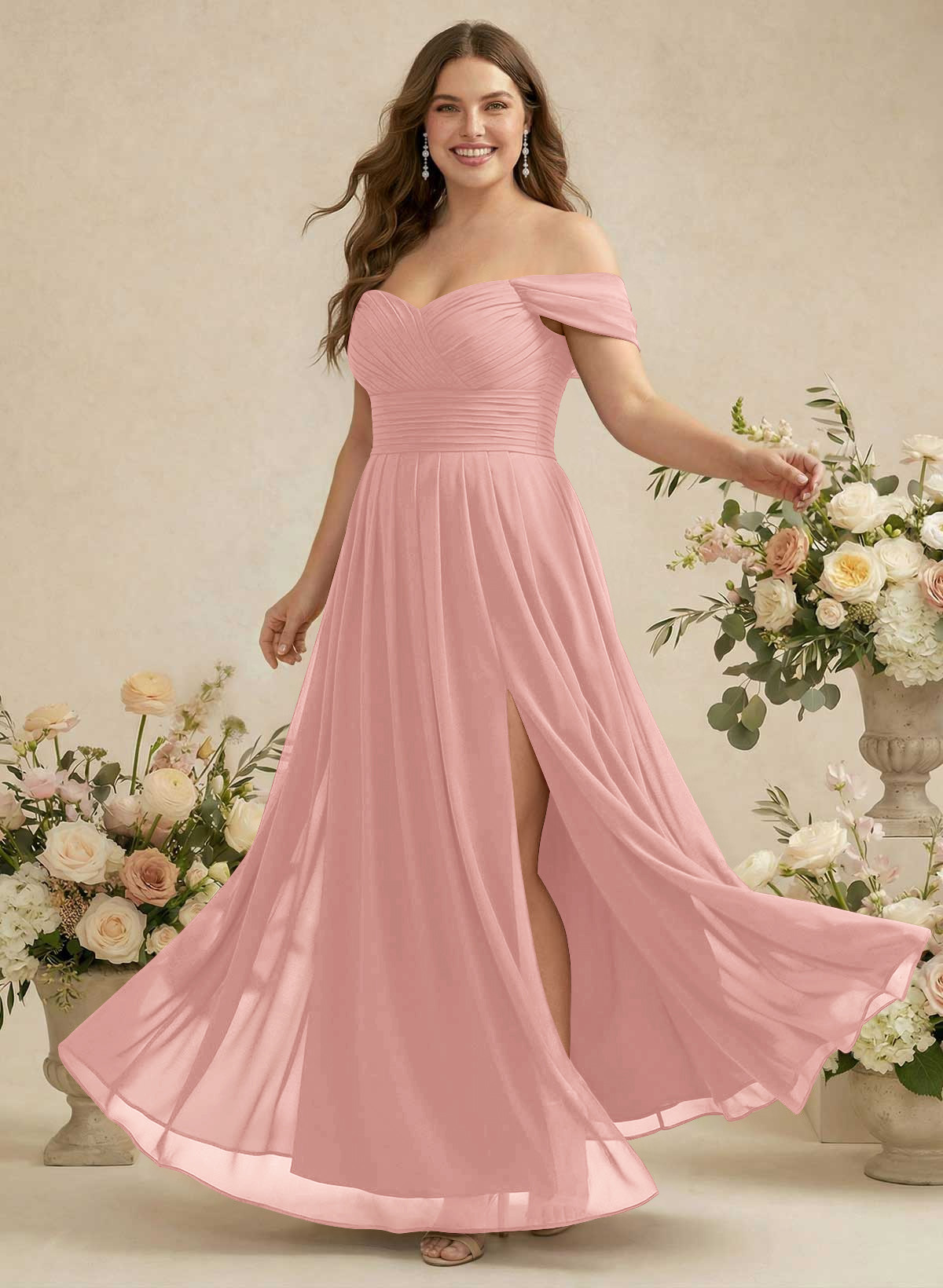 Off-The-Shoulder A-Line Chiffon Bridesmaid Dresses, product image 247