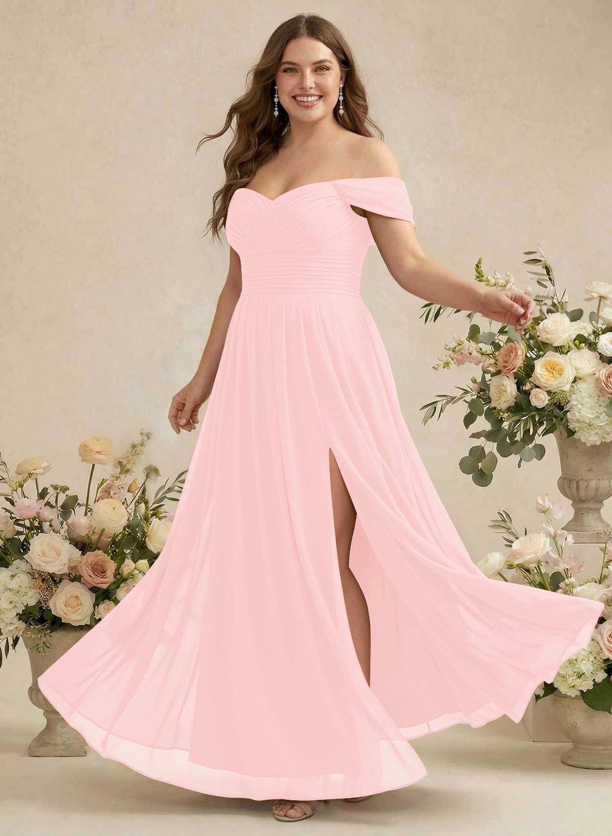 Off-The-Shoulder A-Line Chiffon Bridesmaid Dresses, product image 253