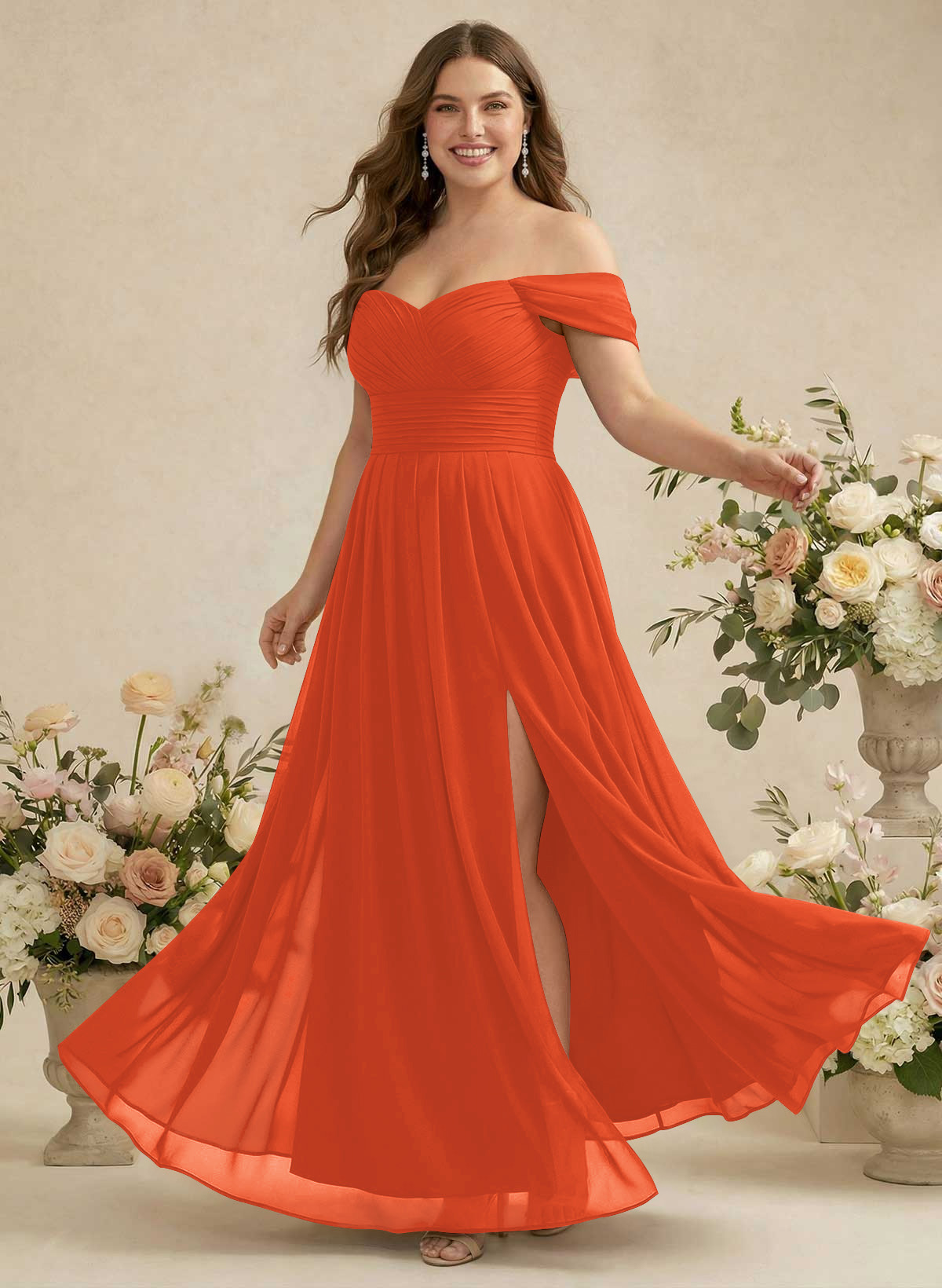Off-The-Shoulder A-Line Chiffon Bridesmaid Dresses, product image 327