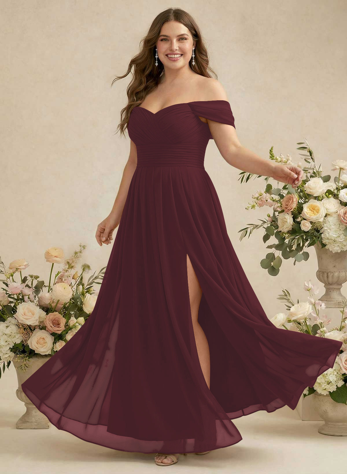 Off-The-Shoulder A-Line Chiffon Bridesmaid Dresses, product image 231