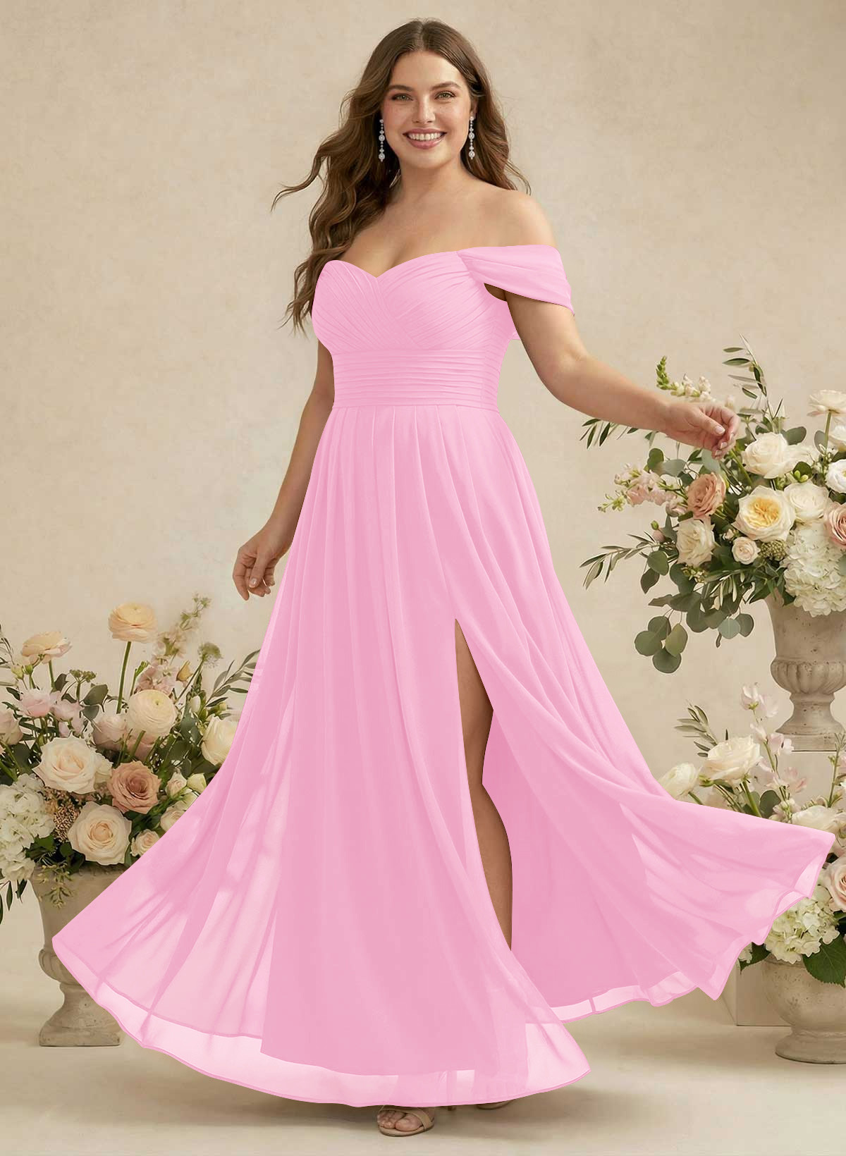 Off-The-Shoulder A-Line Chiffon Bridesmaid Dresses, product image 255