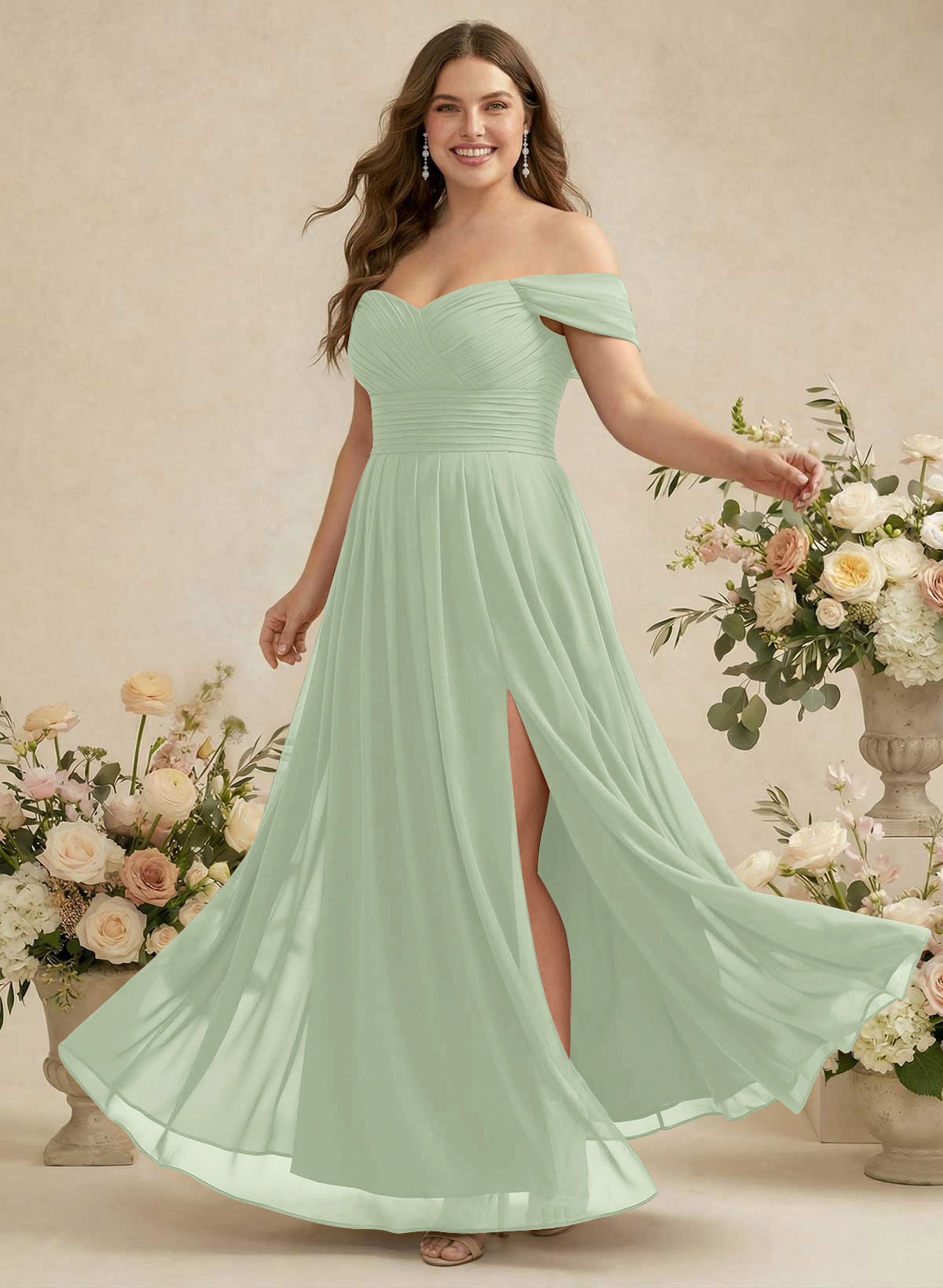 Off-The-Shoulder A-Line Chiffon Bridesmaid Dresses, product image 291