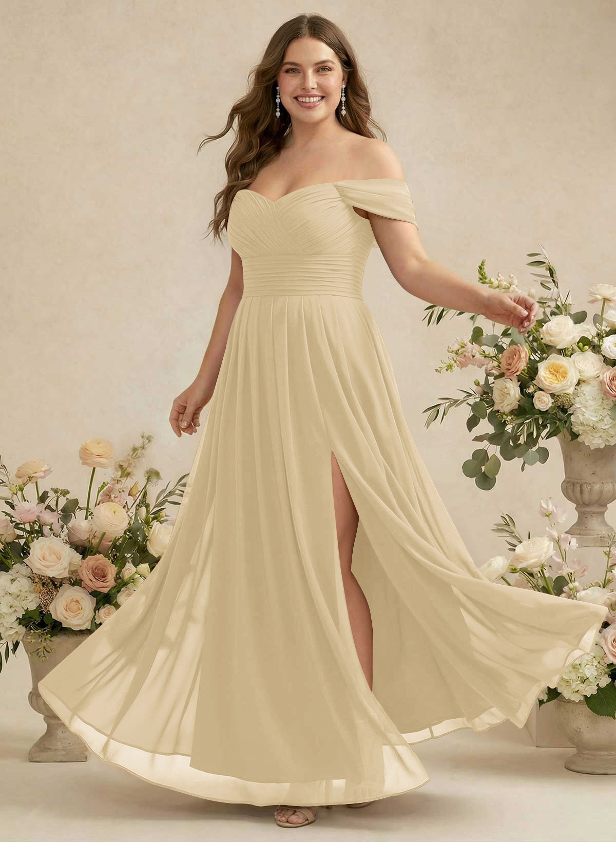 Off-The-Shoulder A-Line Chiffon Bridesmaid Dresses, product image 299