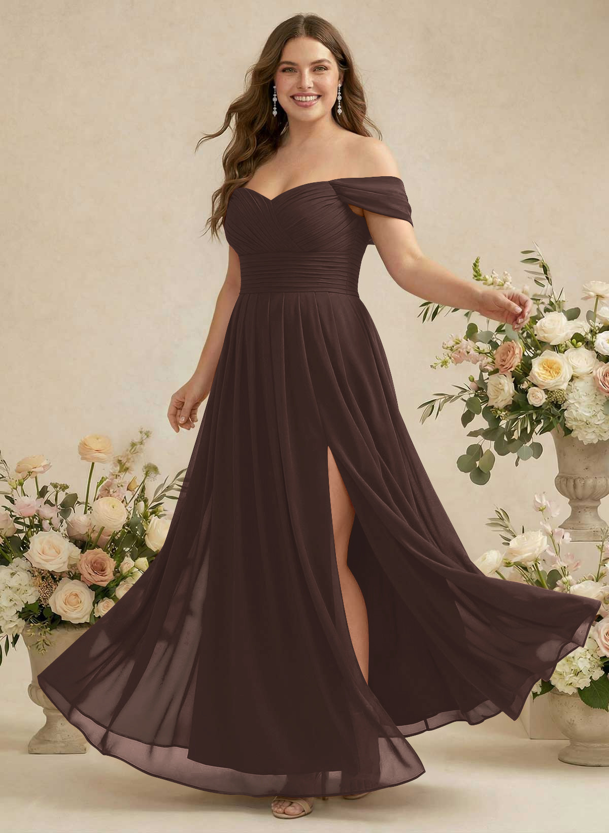 Off-The-Shoulder A-Line Chiffon Bridesmaid Dresses, product image 311
