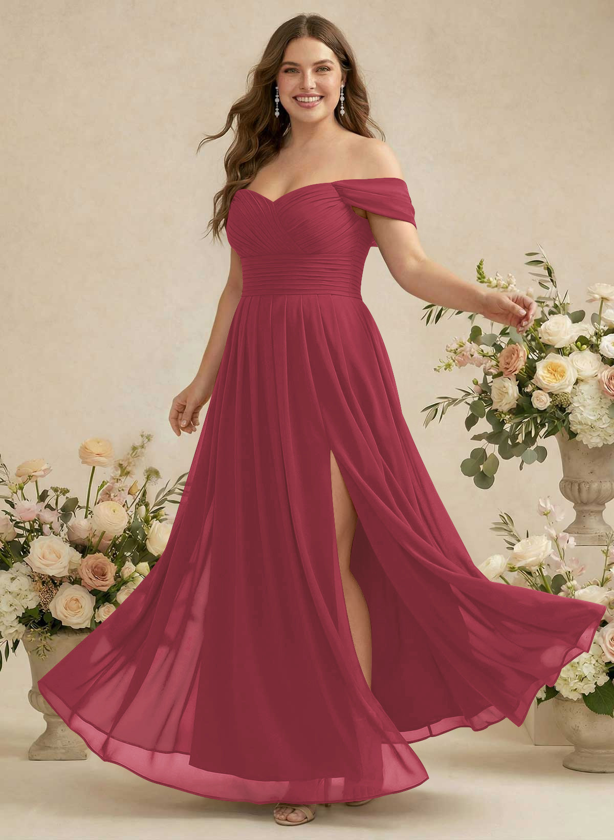 Off-The-Shoulder A-Line Chiffon Bridesmaid Dresses, product image 233
