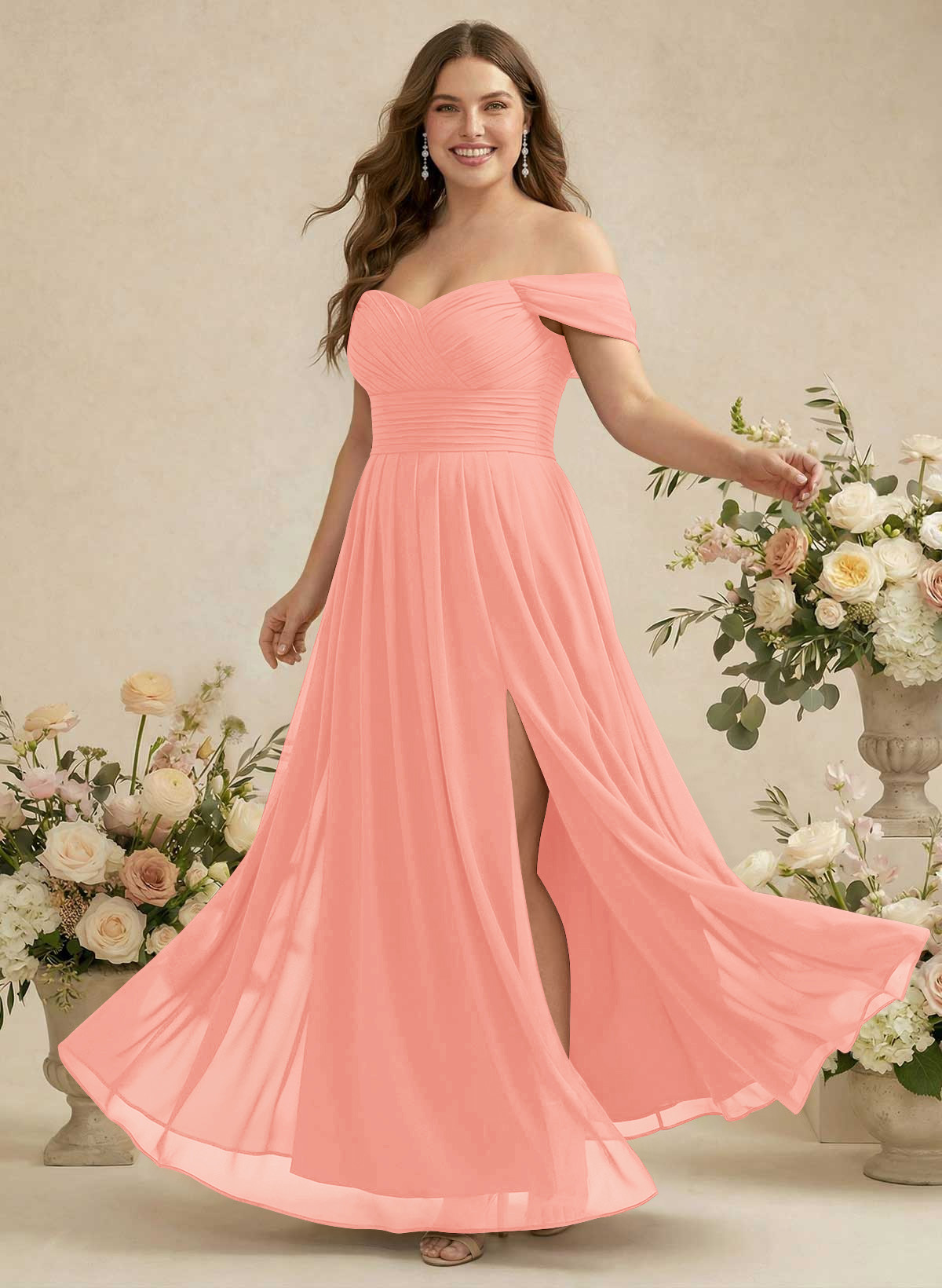 Off-The-Shoulder A-Line Chiffon Bridesmaid Dresses, product image 251