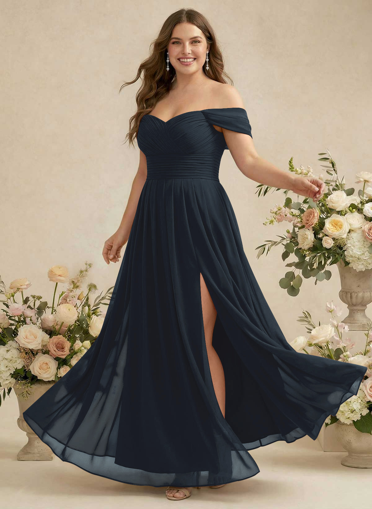 Off-The-Shoulder A-Line Chiffon Bridesmaid Dresses, product image 207