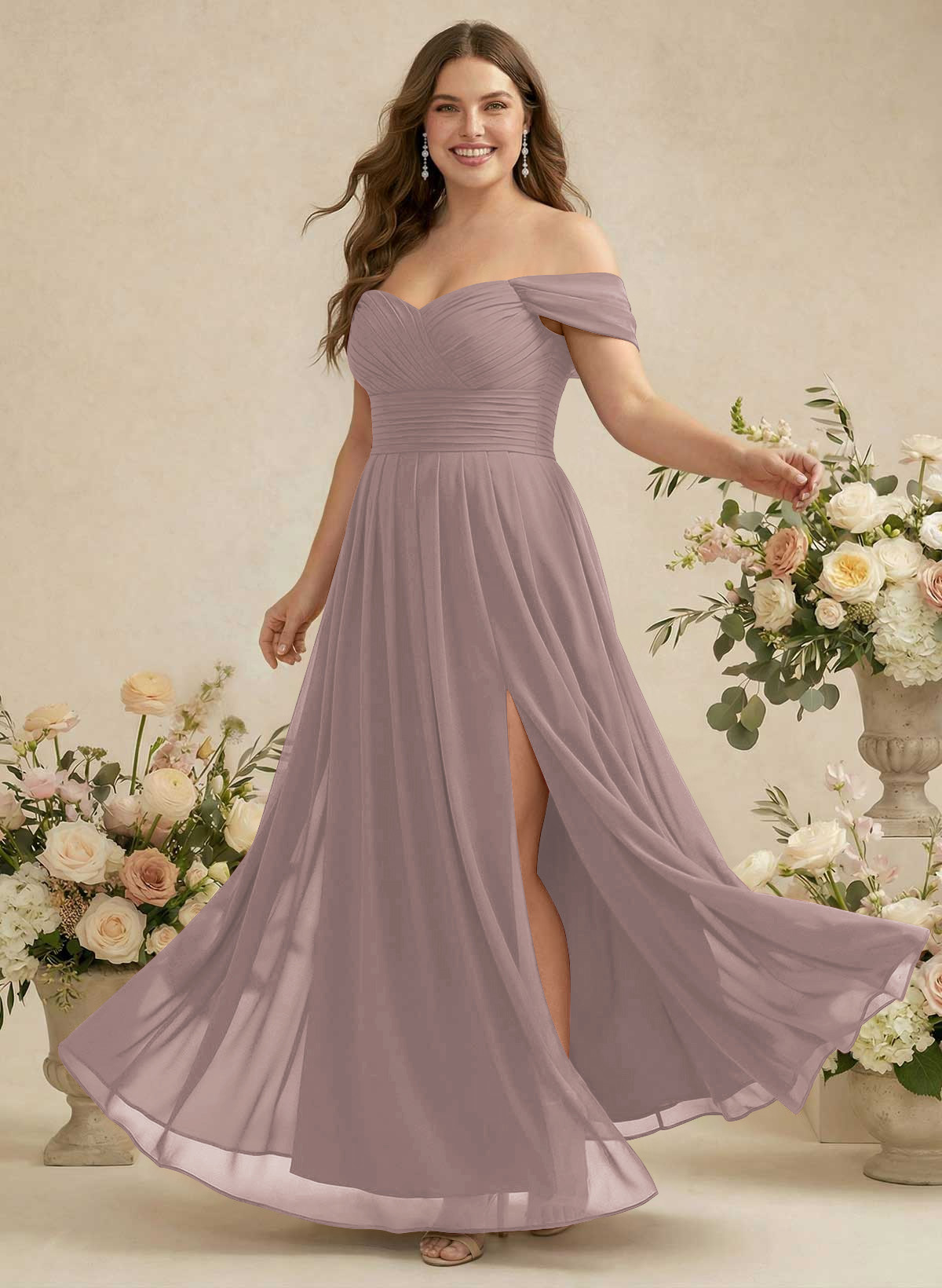 Off-The-Shoulder A-Line Chiffon Bridesmaid Dresses, product image 257