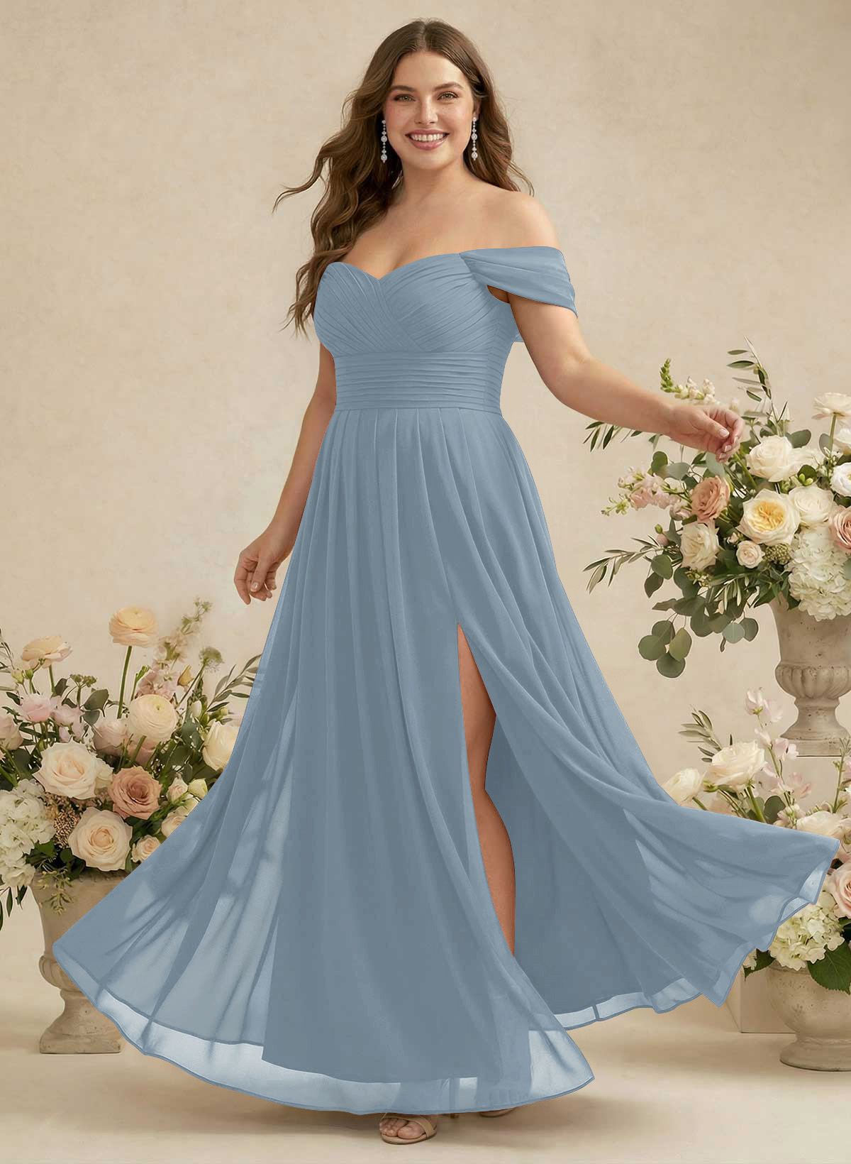 Off-The-Shoulder A-Line Chiffon Bridesmaid Dresses, product image 211