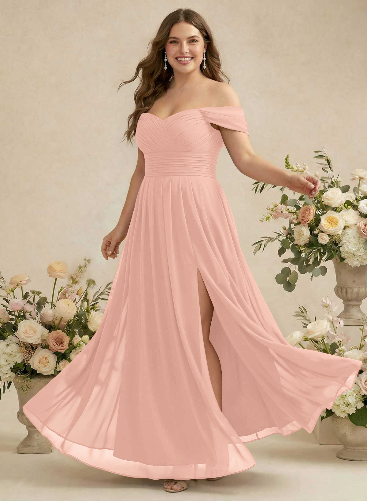 Off-The-Shoulder A-Line Chiffon Bridesmaid Dresses, product image 243