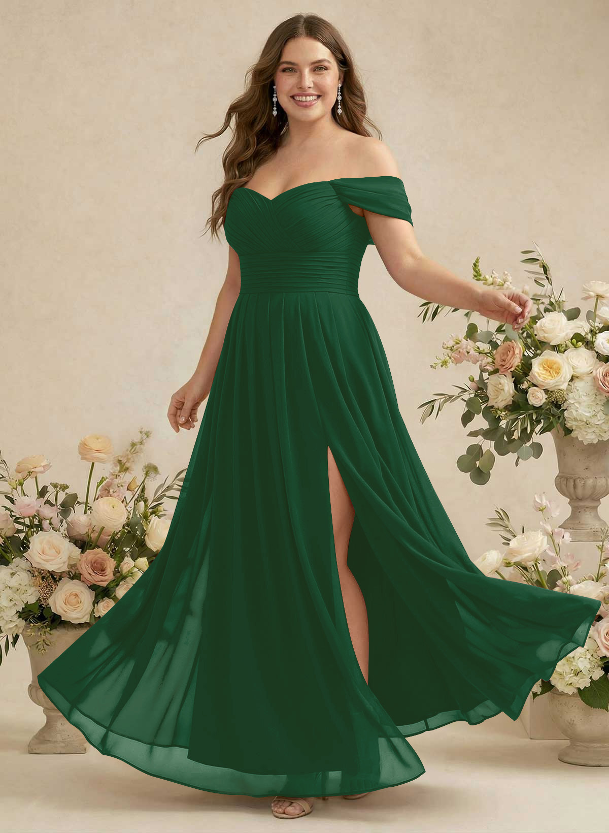 Off-The-Shoulder A-Line Chiffon Bridesmaid Dresses, product image 333