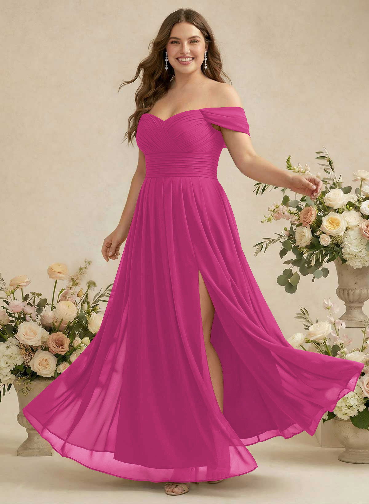 Off-The-Shoulder A-Line Chiffon Bridesmaid Dresses, product image 279