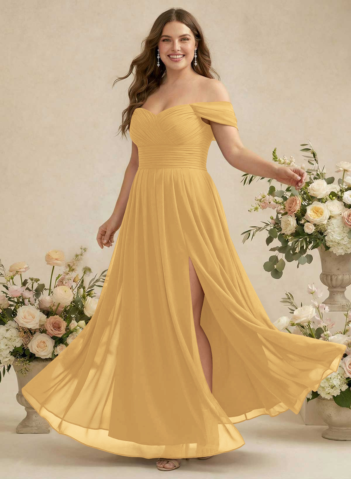 Off-The-Shoulder A-Line Chiffon Bridesmaid Dresses, product image 305