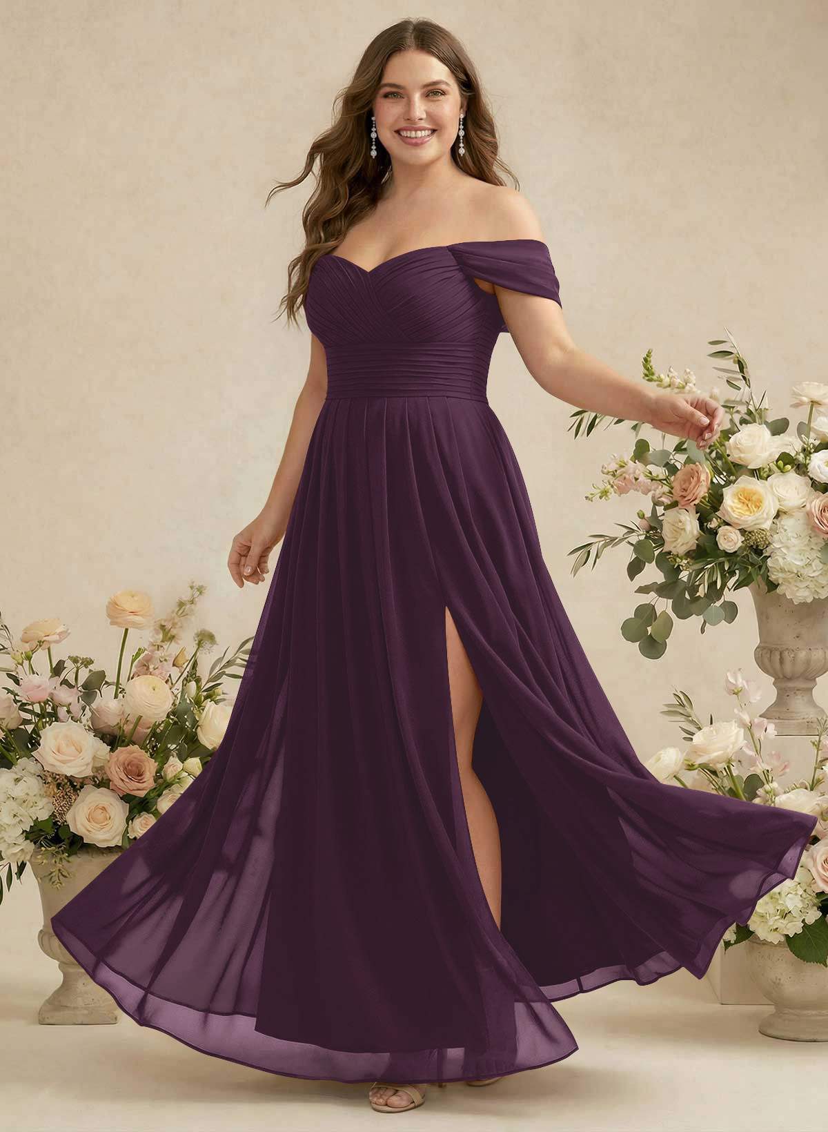 Off-The-Shoulder A-Line Chiffon Bridesmaid Dresses, product image 273
