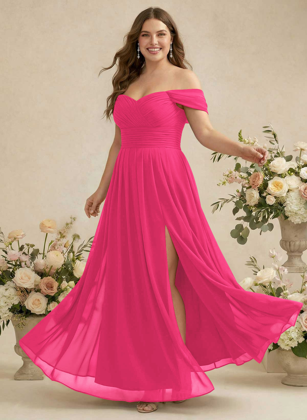 Off-The-Shoulder A-Line Chiffon Bridesmaid Dresses, product image 277