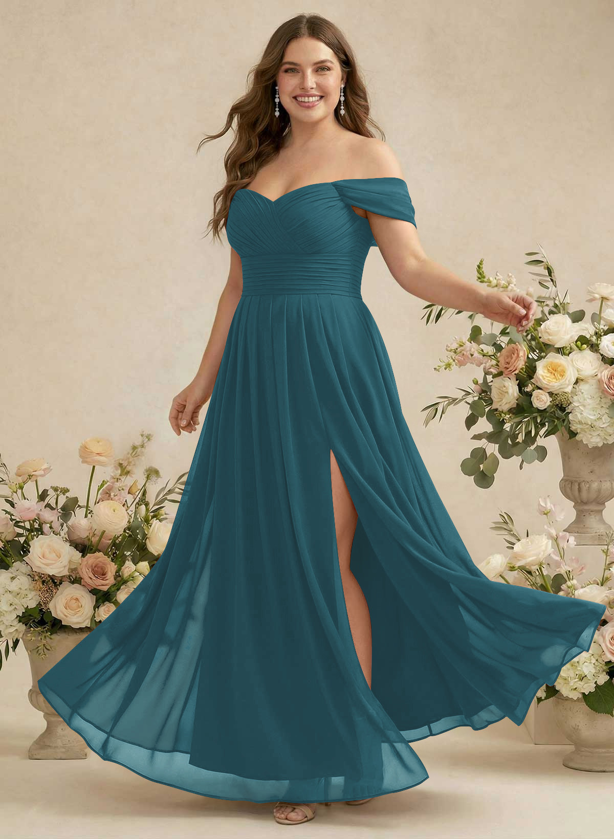 Off-The-Shoulder A-Line Chiffon Bridesmaid Dresses, product image 217