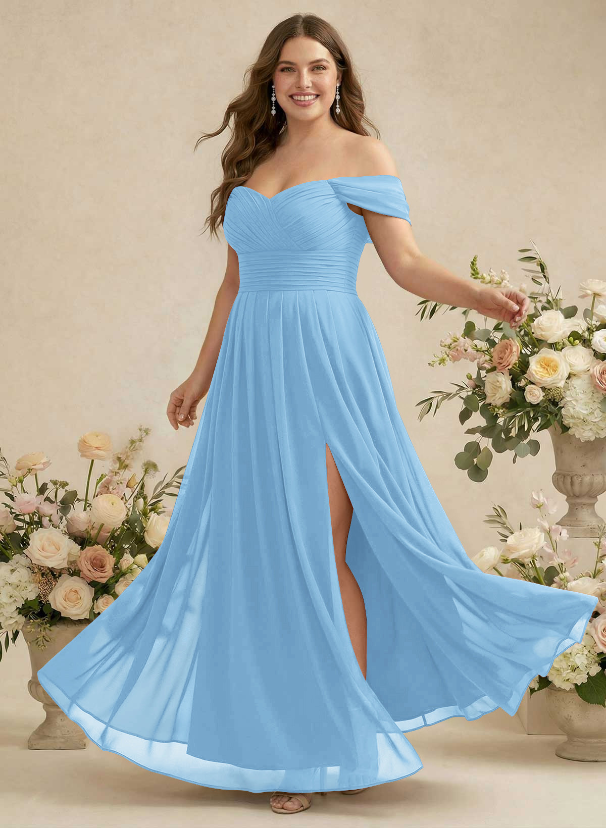 Off-The-Shoulder A-Line Chiffon Bridesmaid Dresses, product image 225