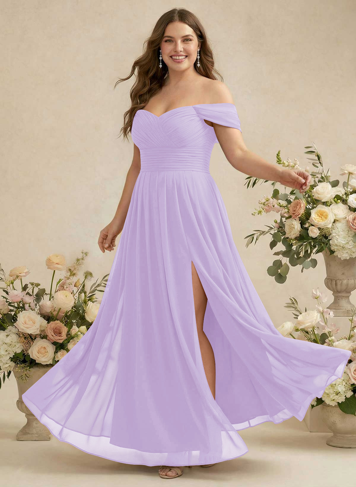 Off-The-Shoulder A-Line Chiffon Bridesmaid Dresses, product image 265
