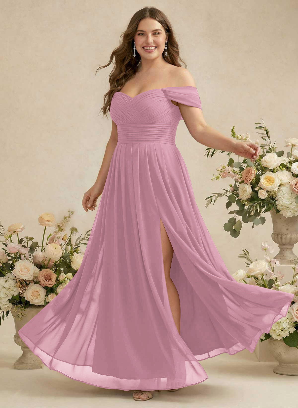 Off-The-Shoulder A-Line Chiffon Bridesmaid Dresses, product image 263