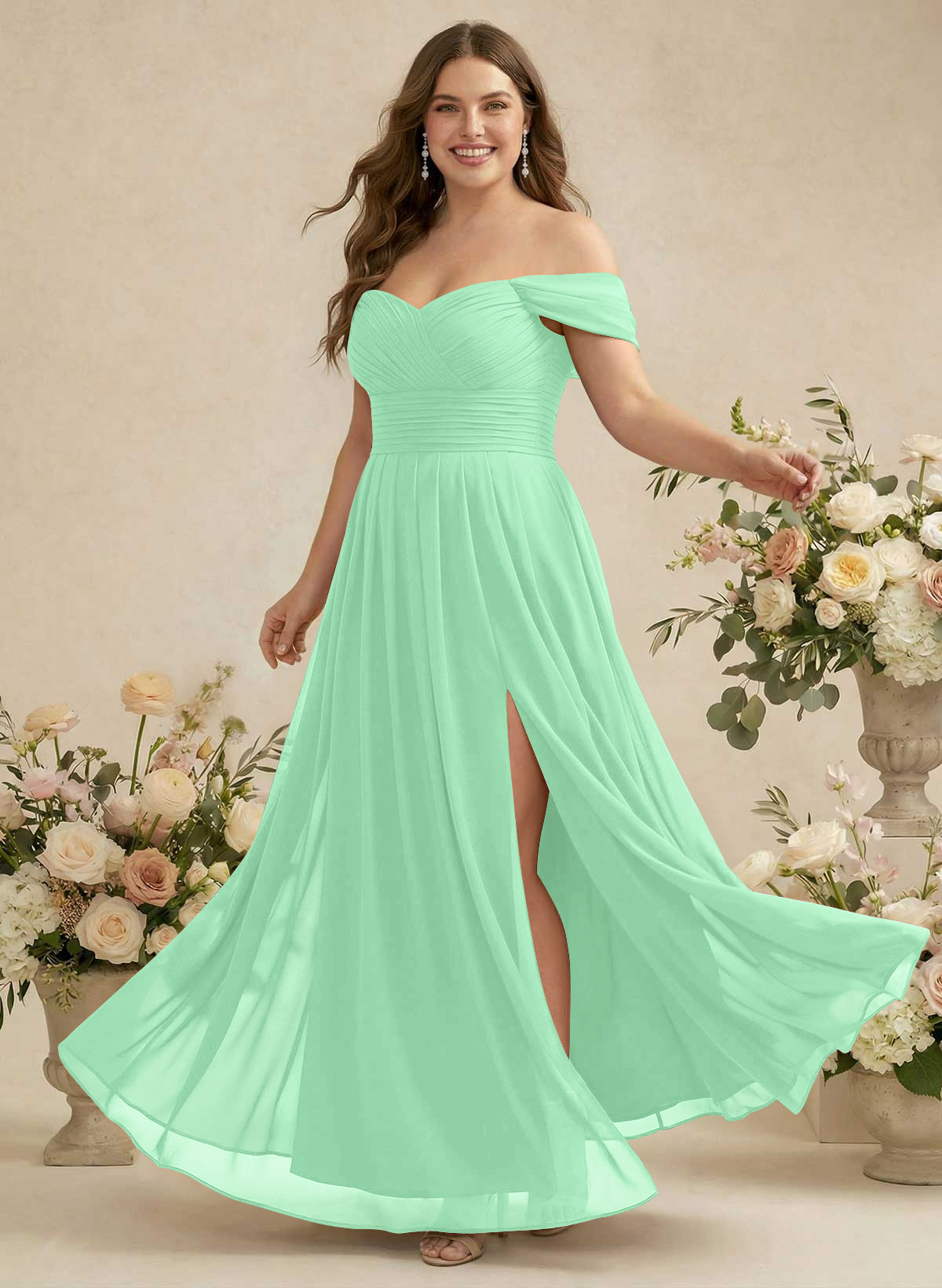 Off-The-Shoulder A-Line Chiffon Bridesmaid Dresses, product image 295