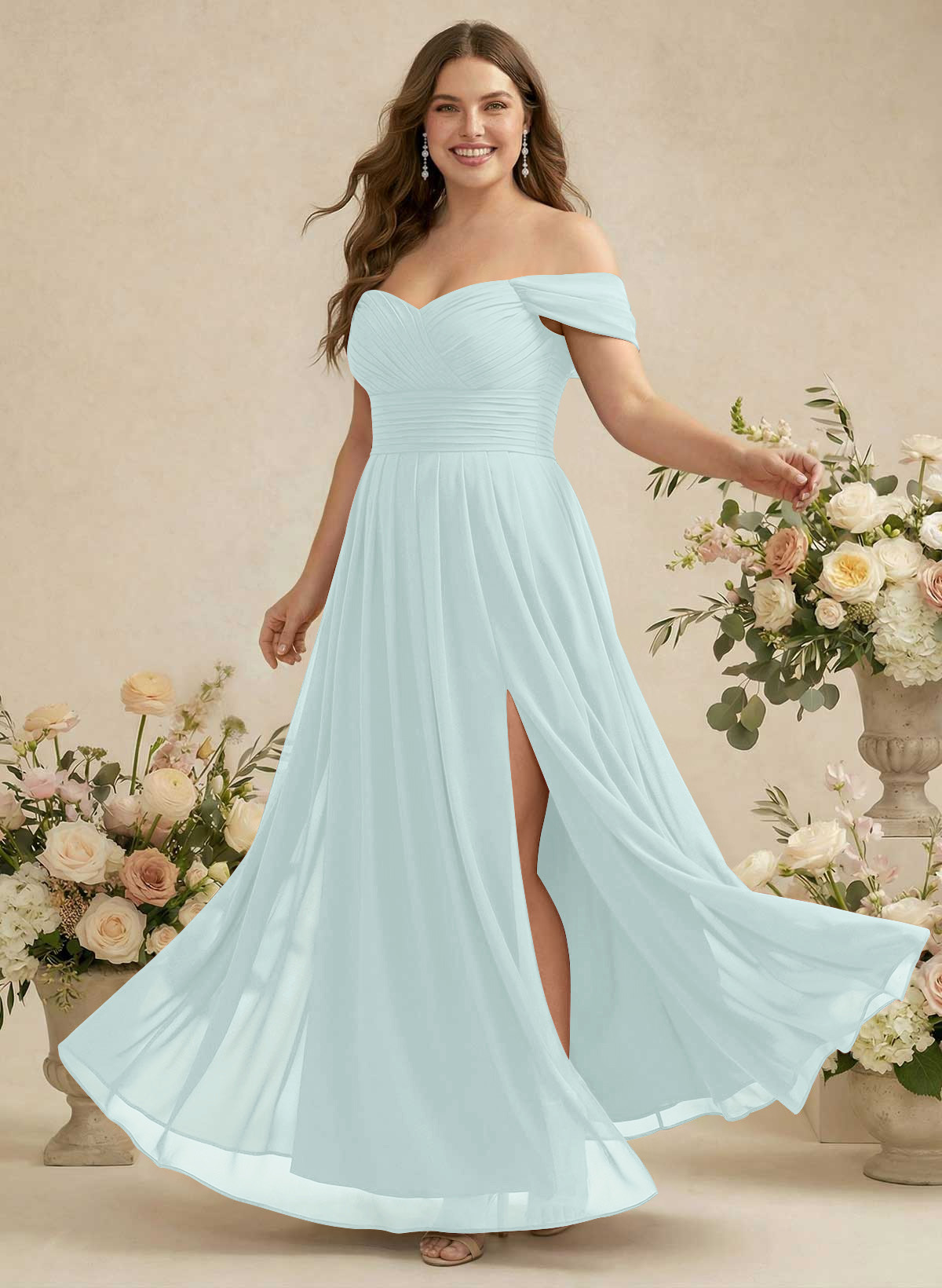 Off-The-Shoulder A-Line Chiffon Bridesmaid Dresses, product image 229