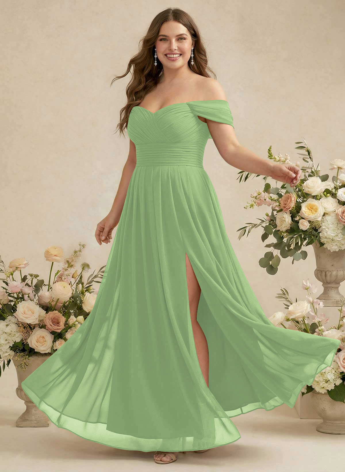 Off-The-Shoulder A-Line Chiffon Bridesmaid Dresses, product image 335