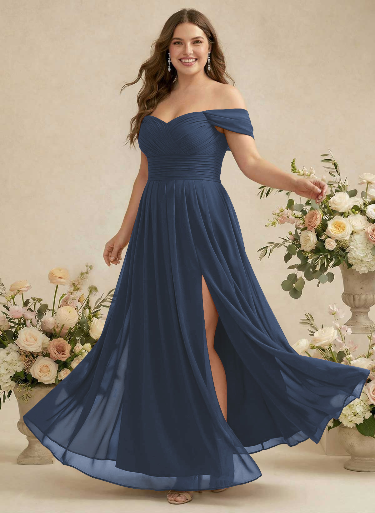 Off-The-Shoulder A-Line Chiffon Bridesmaid Dresses, product image 209