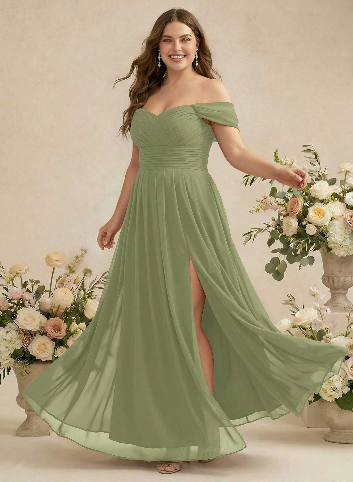 Off-The-Shoulder A-Line Chiffon Bridesmaid Dresses, product image 323