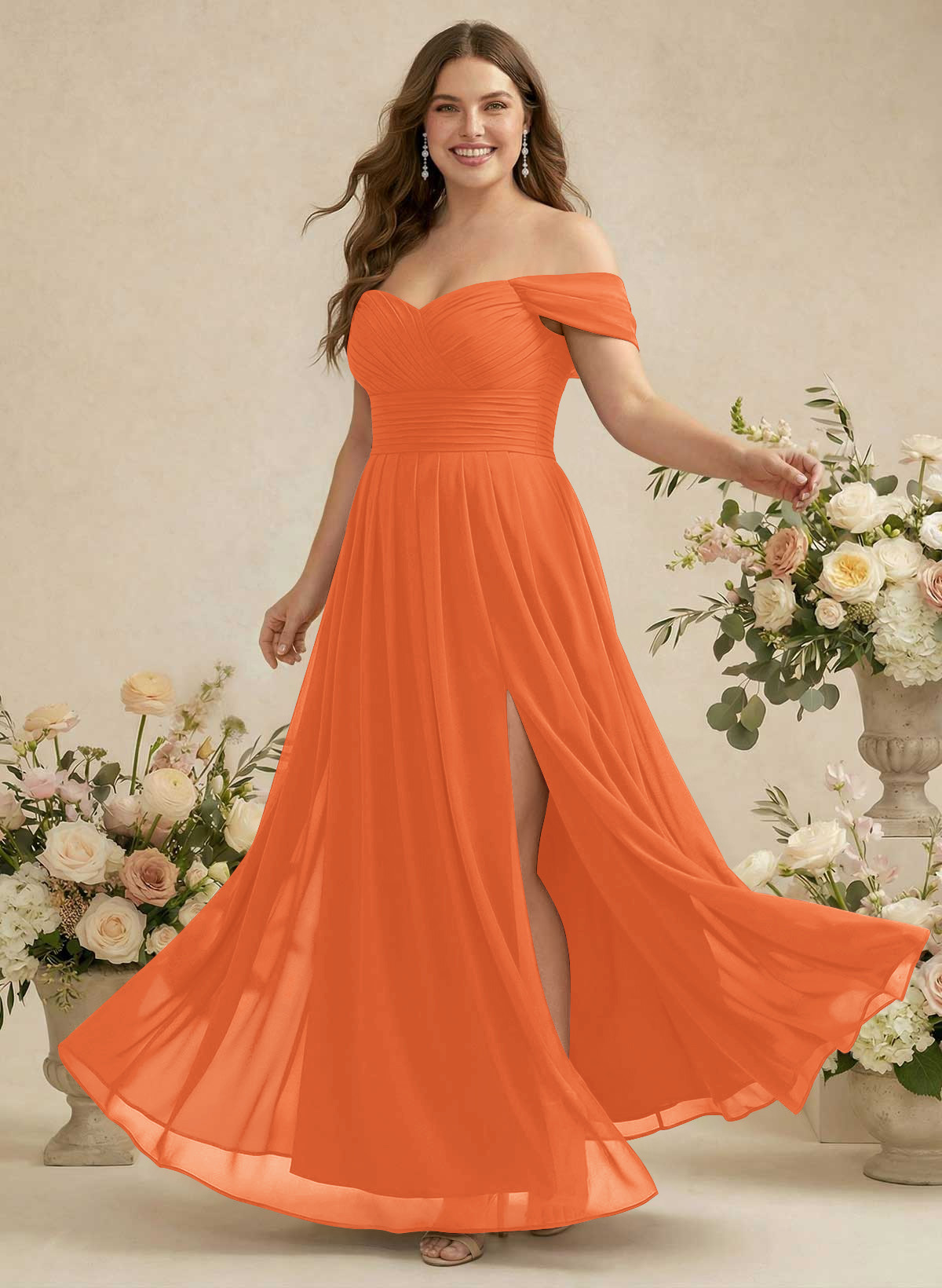 Off-The-Shoulder A-Line Chiffon Bridesmaid Dresses, product image 307