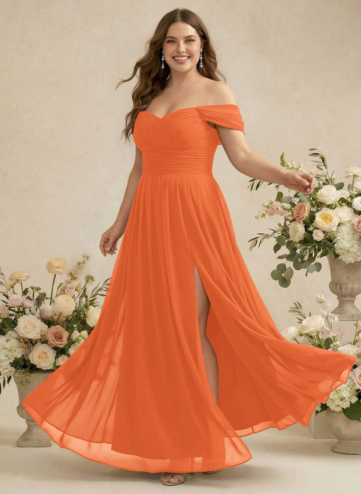 Off-The-Shoulder A-Line Chiffon Bridesmaid Dresses, product image 307