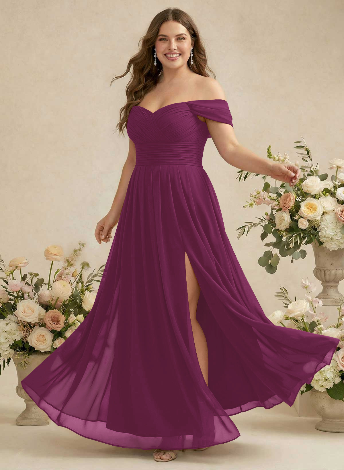 Off-The-Shoulder A-Line Chiffon Bridesmaid Dresses, product image 275
