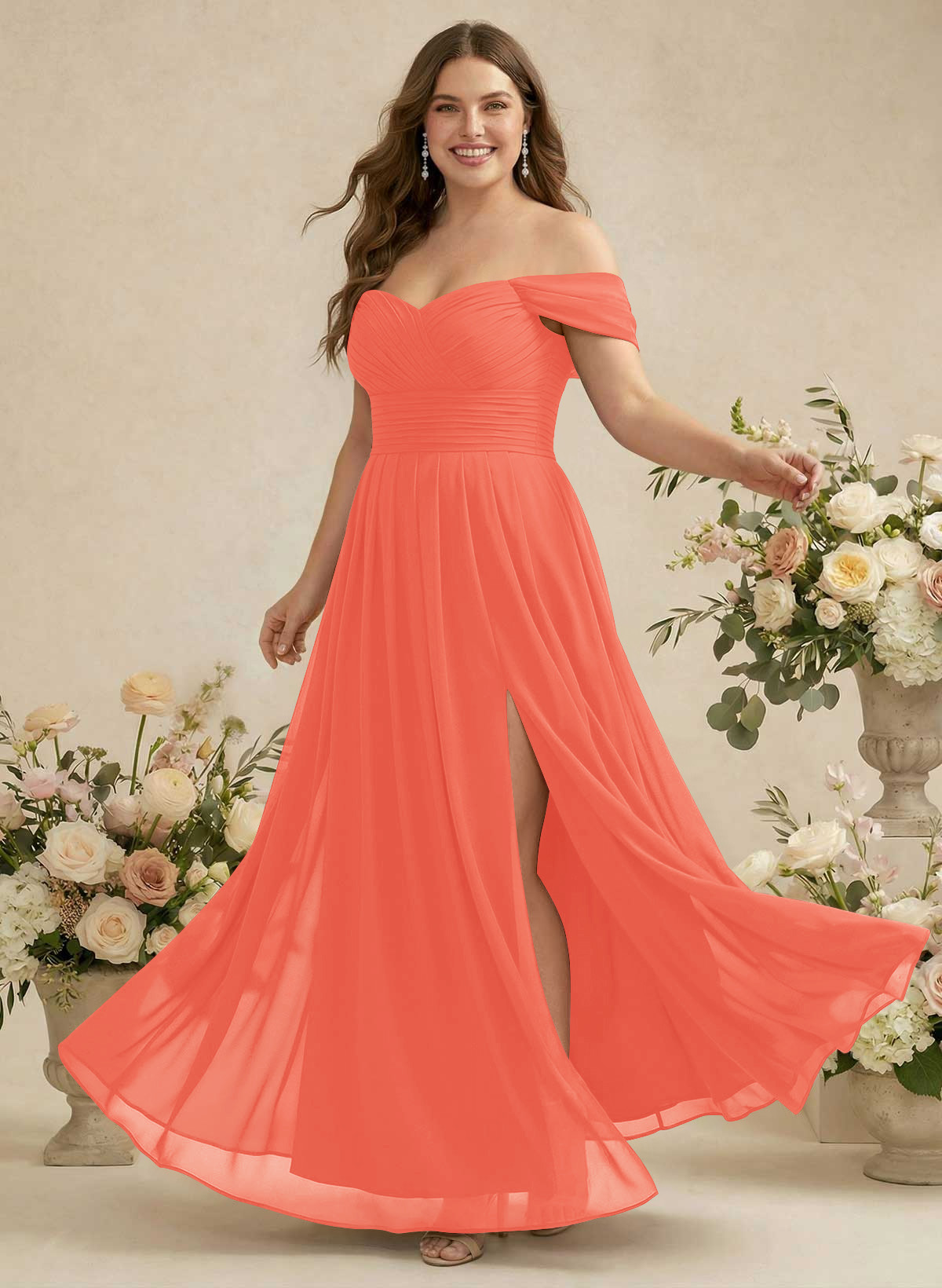 Off-The-Shoulder A-Line Chiffon Bridesmaid Dresses, product image 309