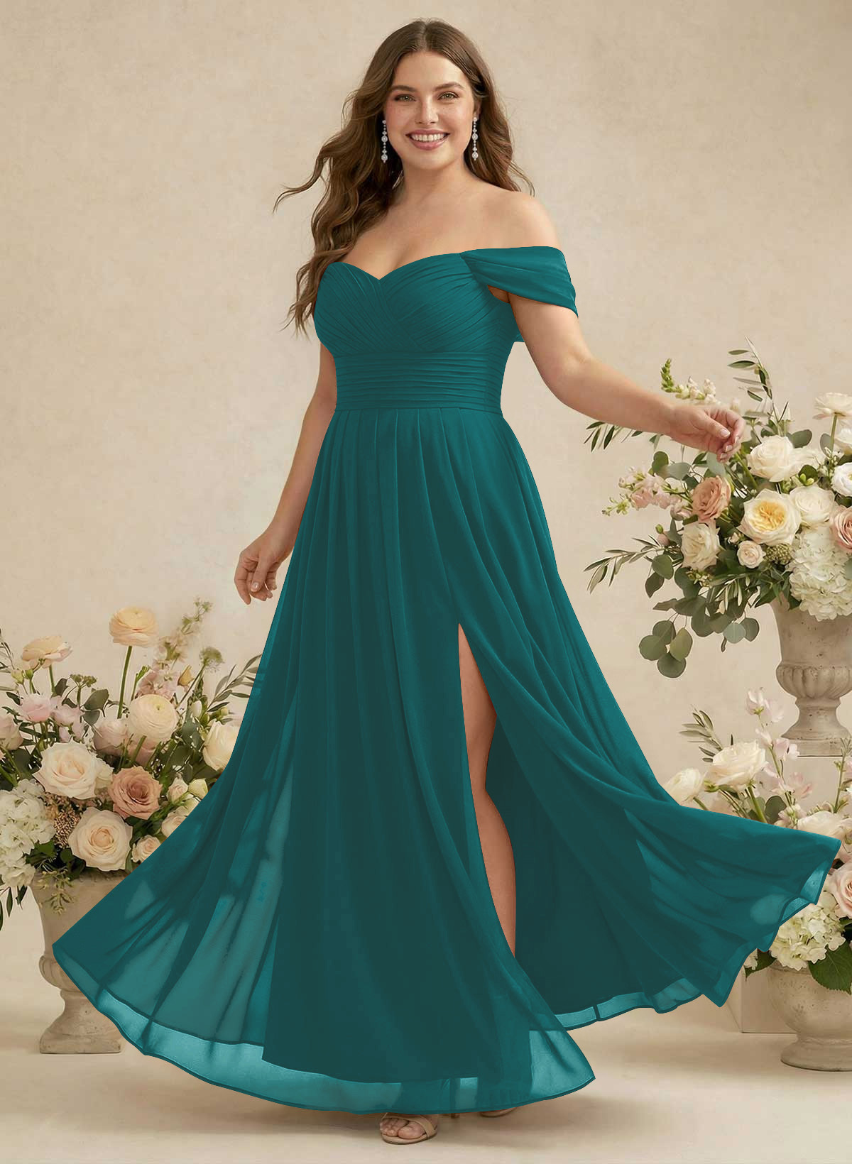 Off-The-Shoulder A-Line Chiffon Bridesmaid Dresses, product image 287