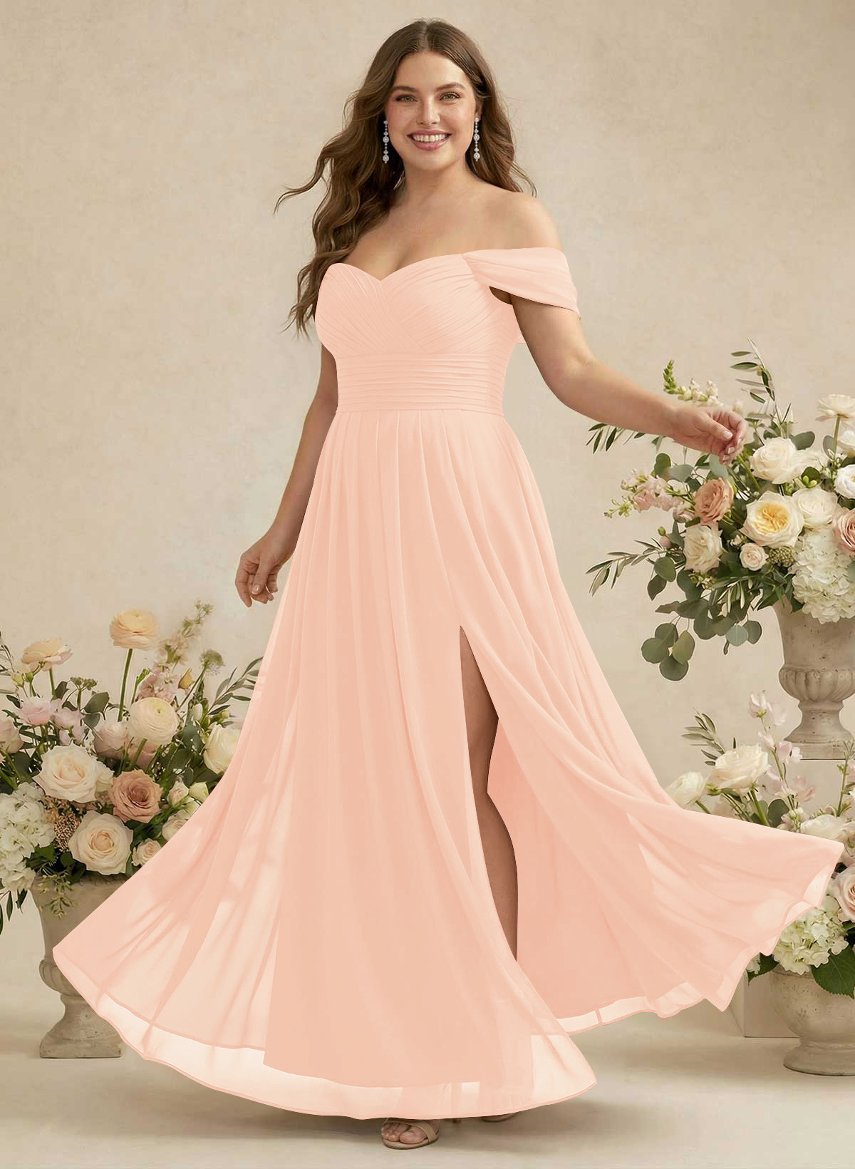 Off-The-Shoulder A-Line Chiffon Bridesmaid Dresses, product image 245