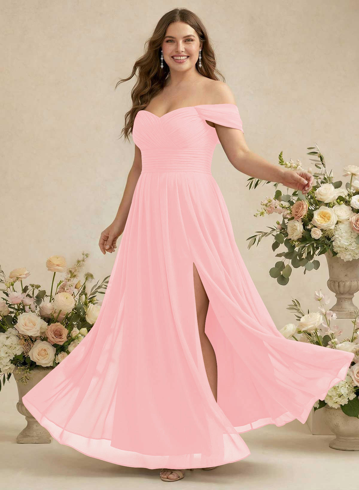 Off-The-Shoulder A-Line Chiffon Bridesmaid Dresses, product image 249