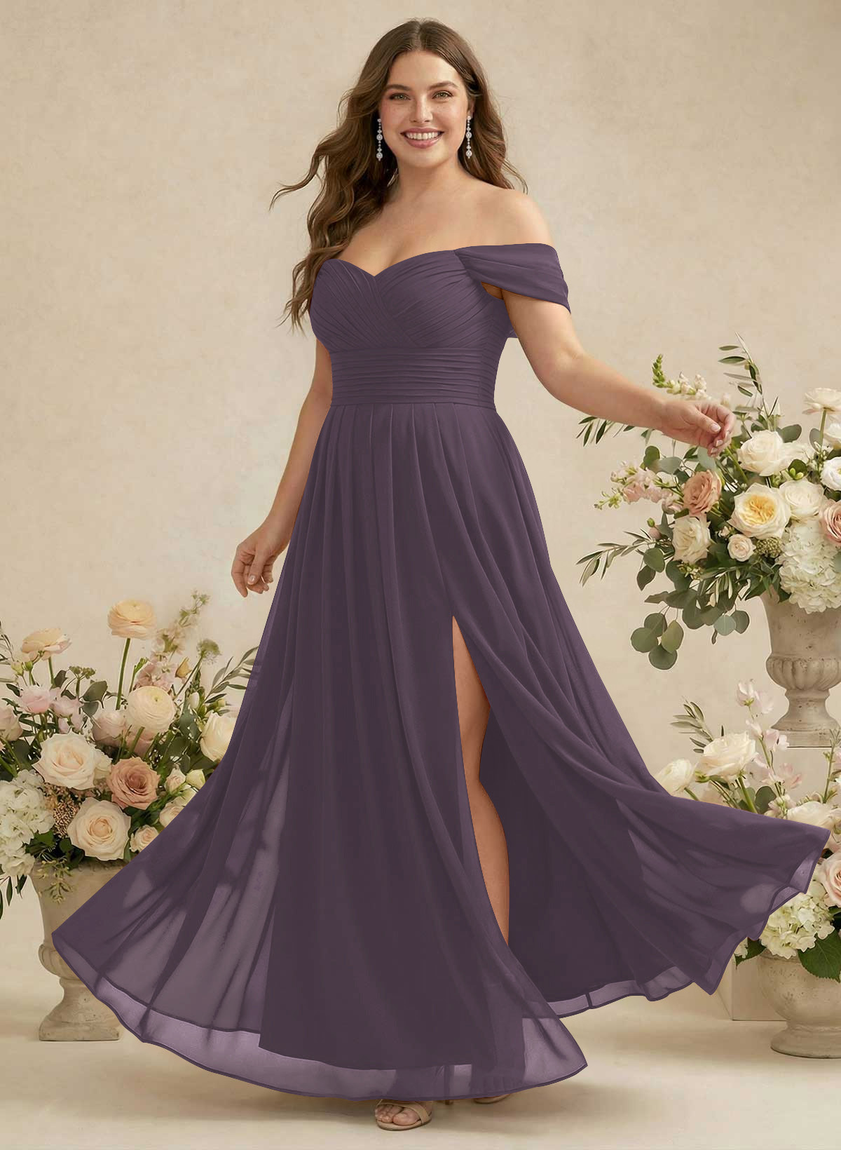 Off-The-Shoulder A-Line Chiffon Bridesmaid Dresses, product image 271