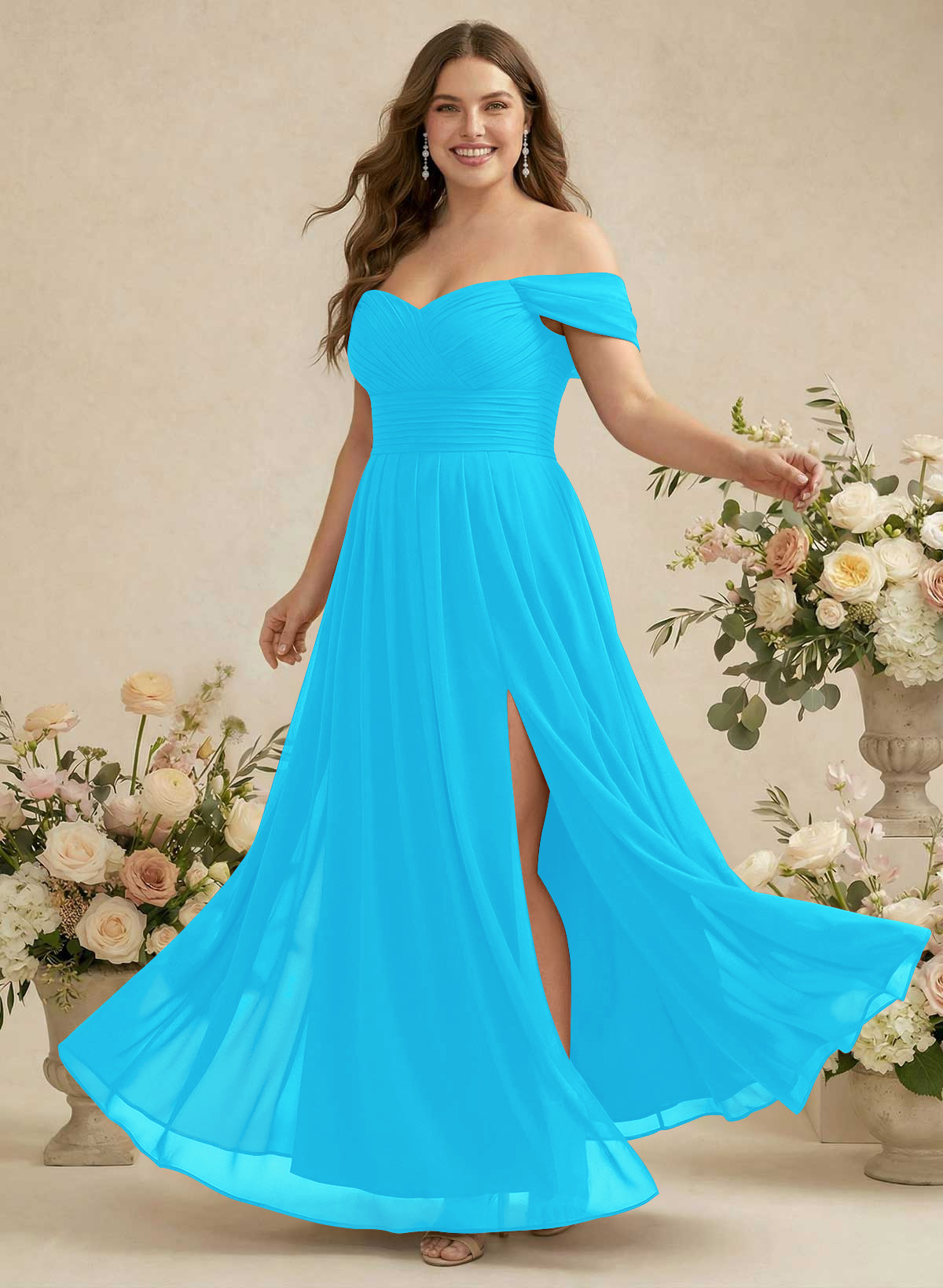 Off-The-Shoulder A-Line Chiffon Bridesmaid Dresses, product image 223
