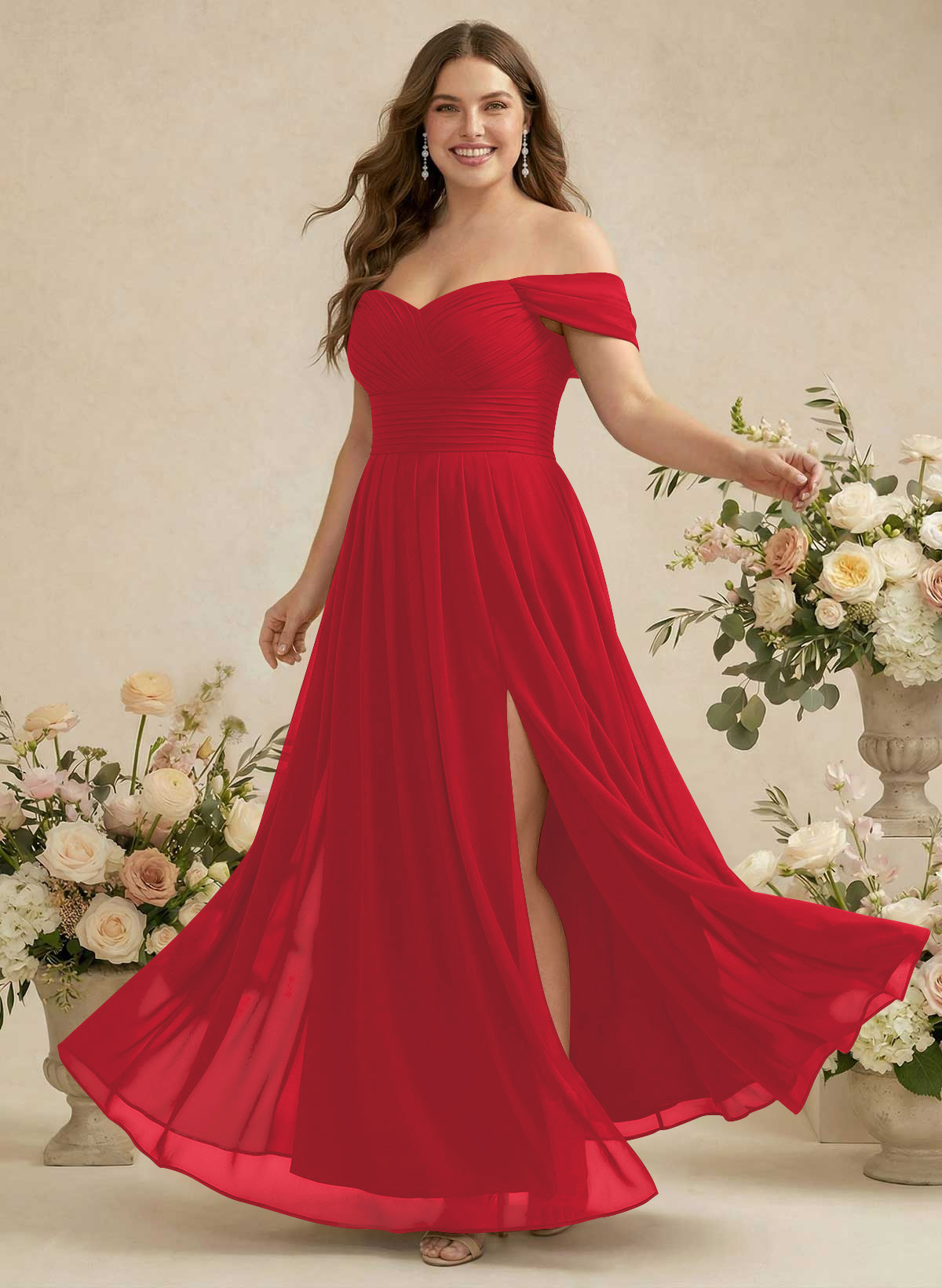 Off-The-Shoulder A-Line Chiffon Bridesmaid Dresses, product image 237