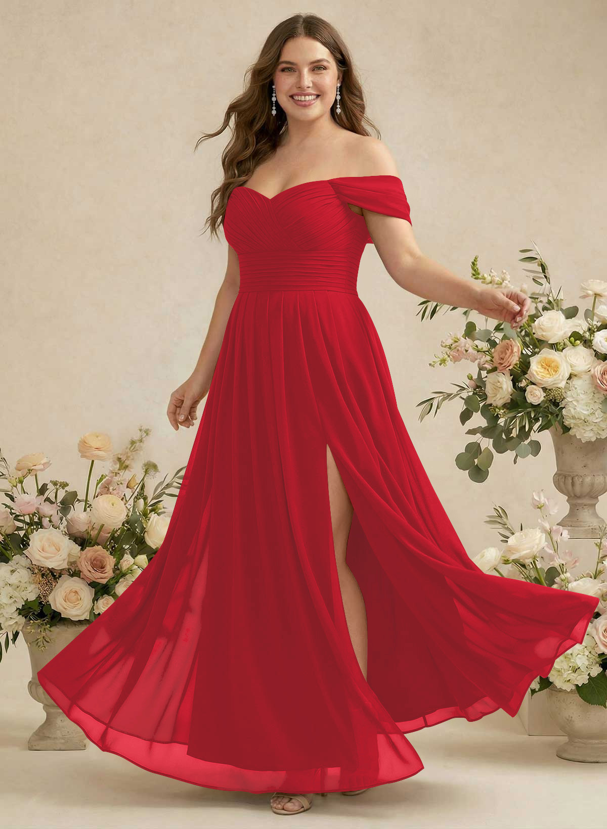 Off-The-Shoulder A-Line Chiffon Bridesmaid Dresses, product image 237