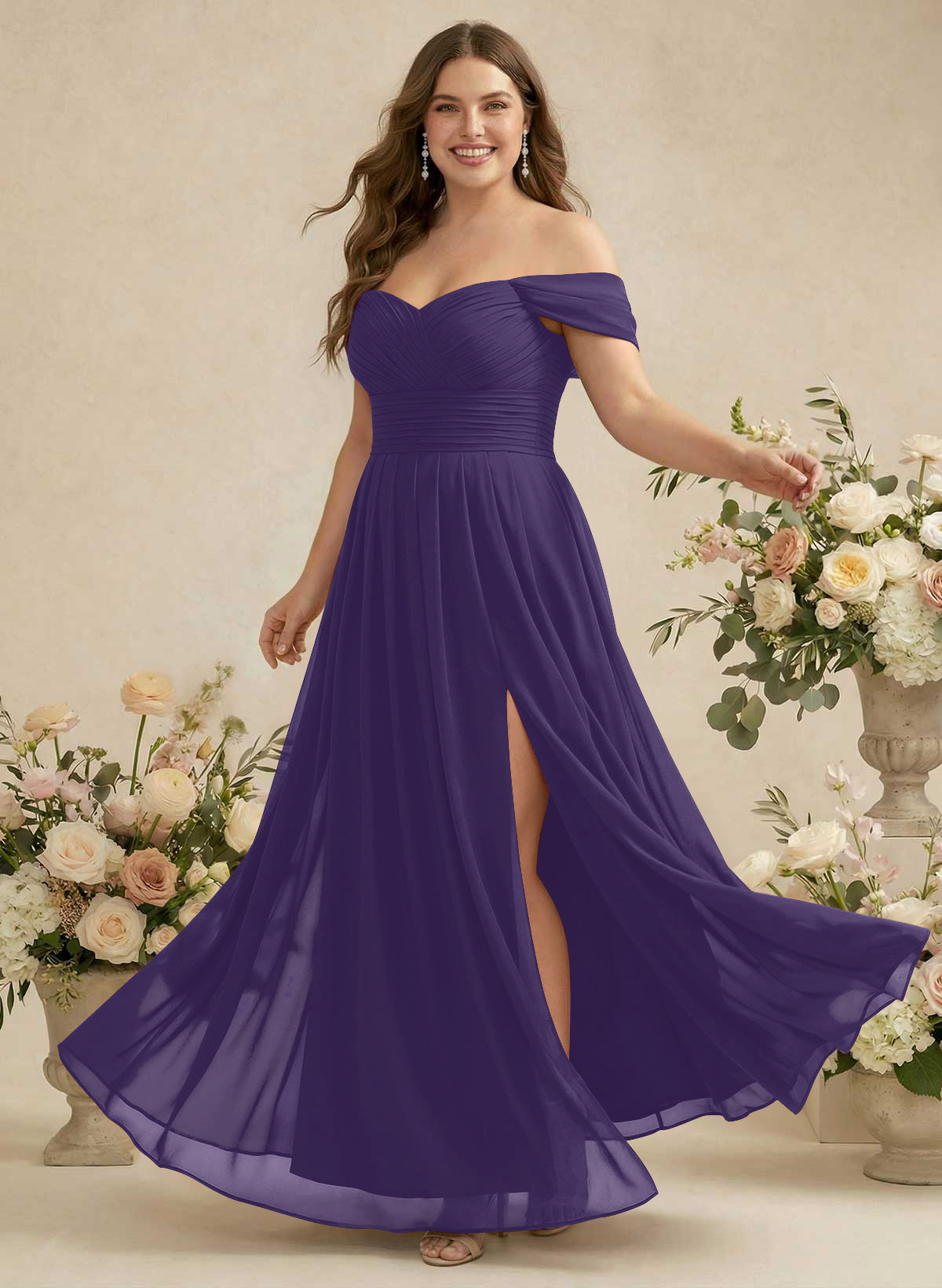 Off-The-Shoulder A-Line Chiffon Bridesmaid Dresses, product image 281