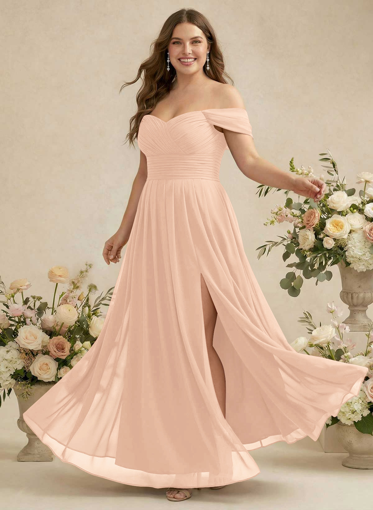Off-The-Shoulder A-Line Chiffon Bridesmaid Dresses, product image 329
