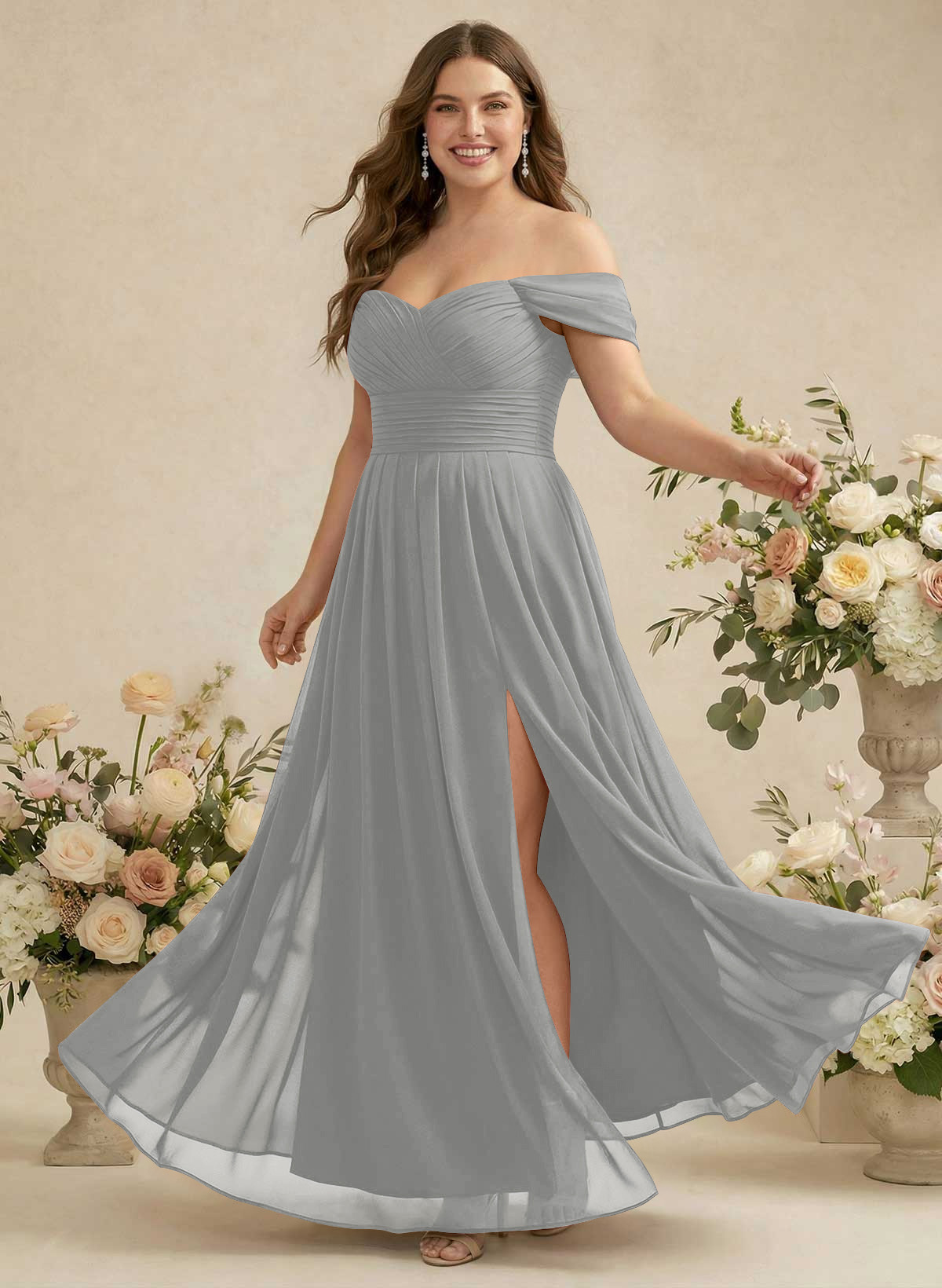 Off-The-Shoulder A-Line Chiffon Bridesmaid Dresses, product image 317