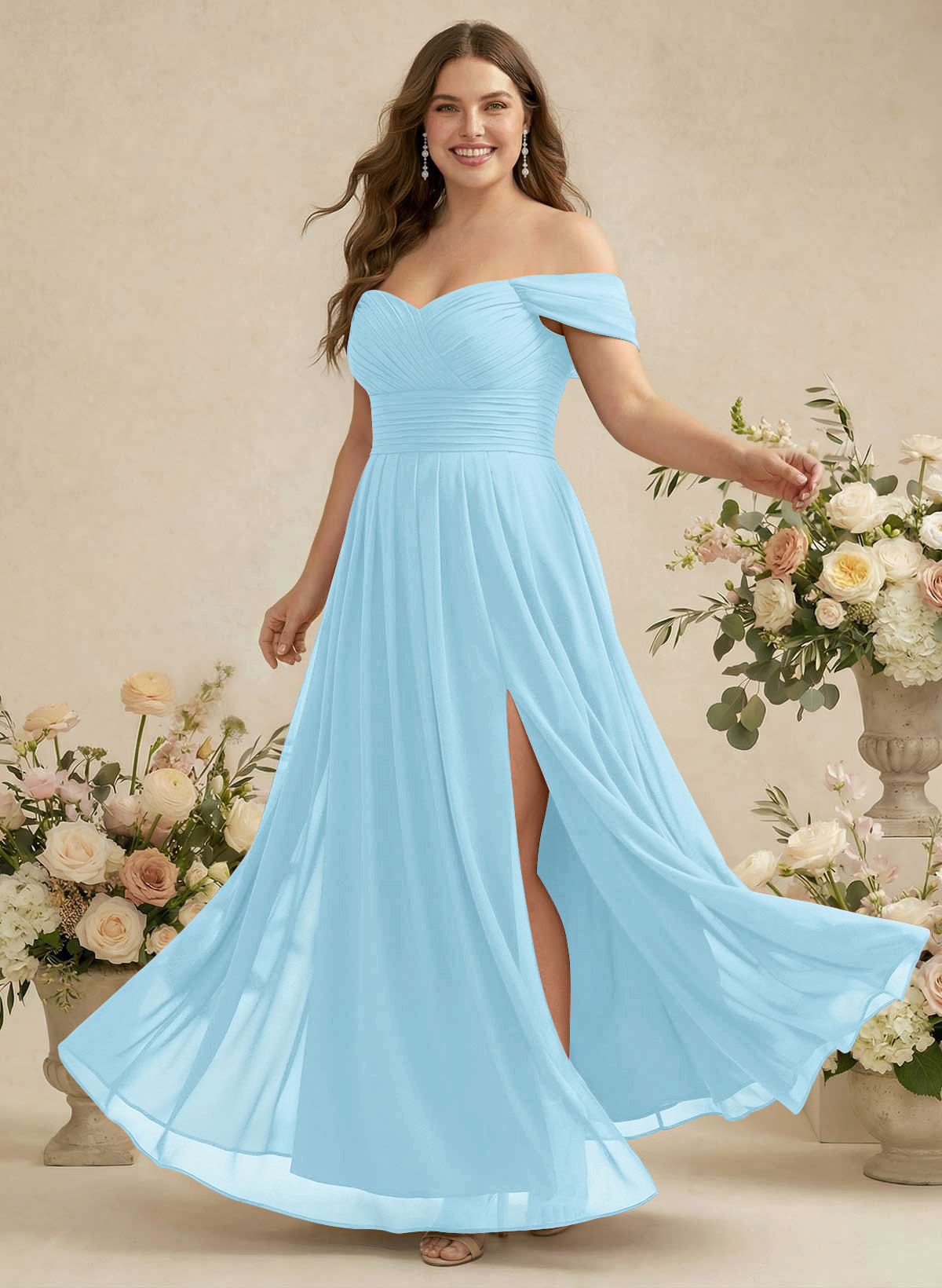 Off-The-Shoulder A-Line Chiffon Bridesmaid Dresses, product image 227