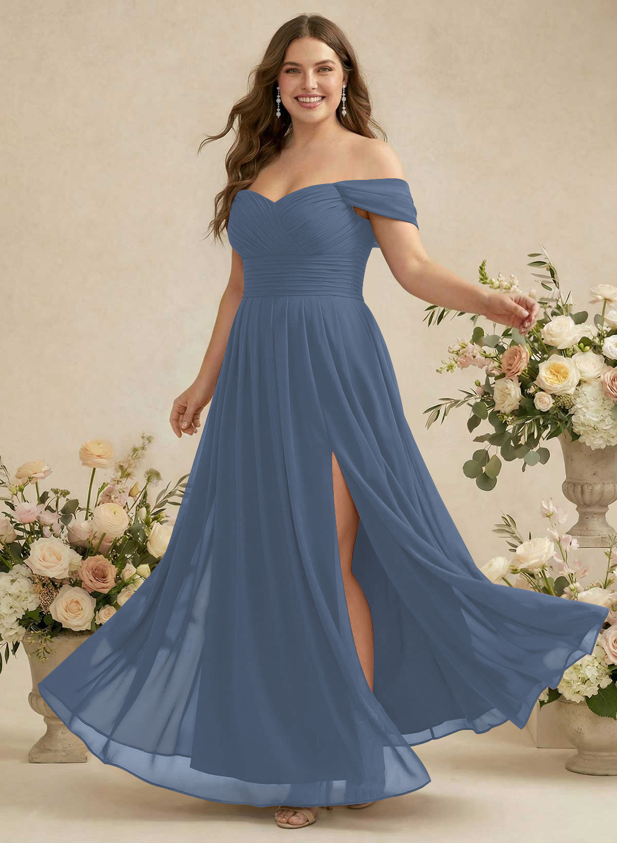 Off-The-Shoulder A-Line Chiffon Bridesmaid Dresses, product image 213