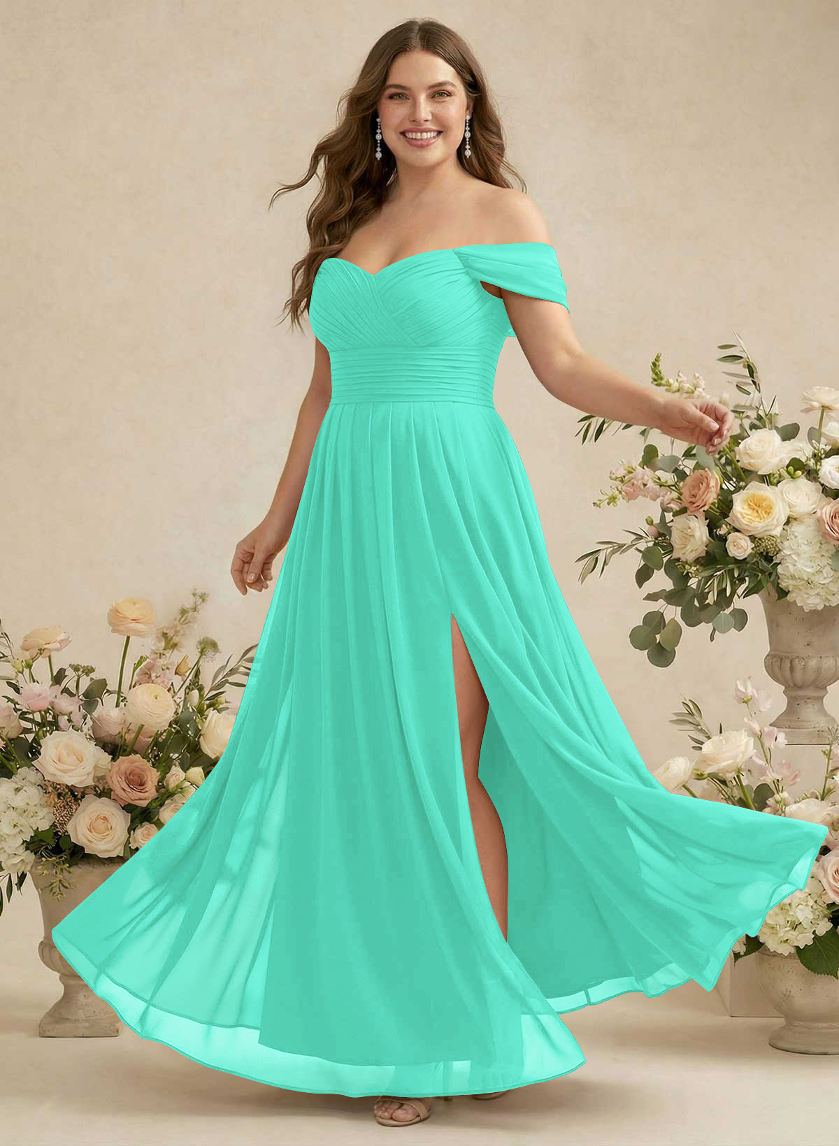 Off-The-Shoulder A-Line Chiffon Bridesmaid Dresses, product image 297